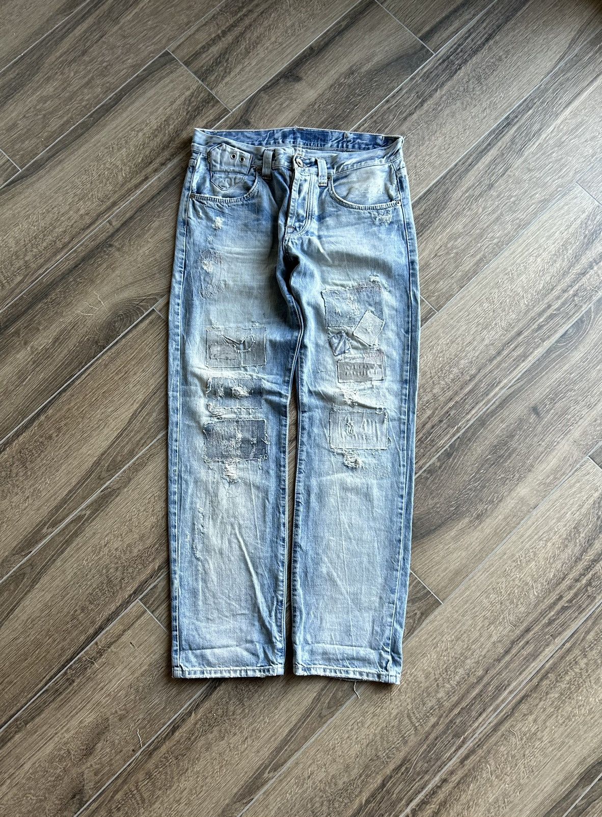 image of Distressed Denim Vintage Ltb Jeans Patch Work Jeans Mens Y2K in Denim (Size 32)