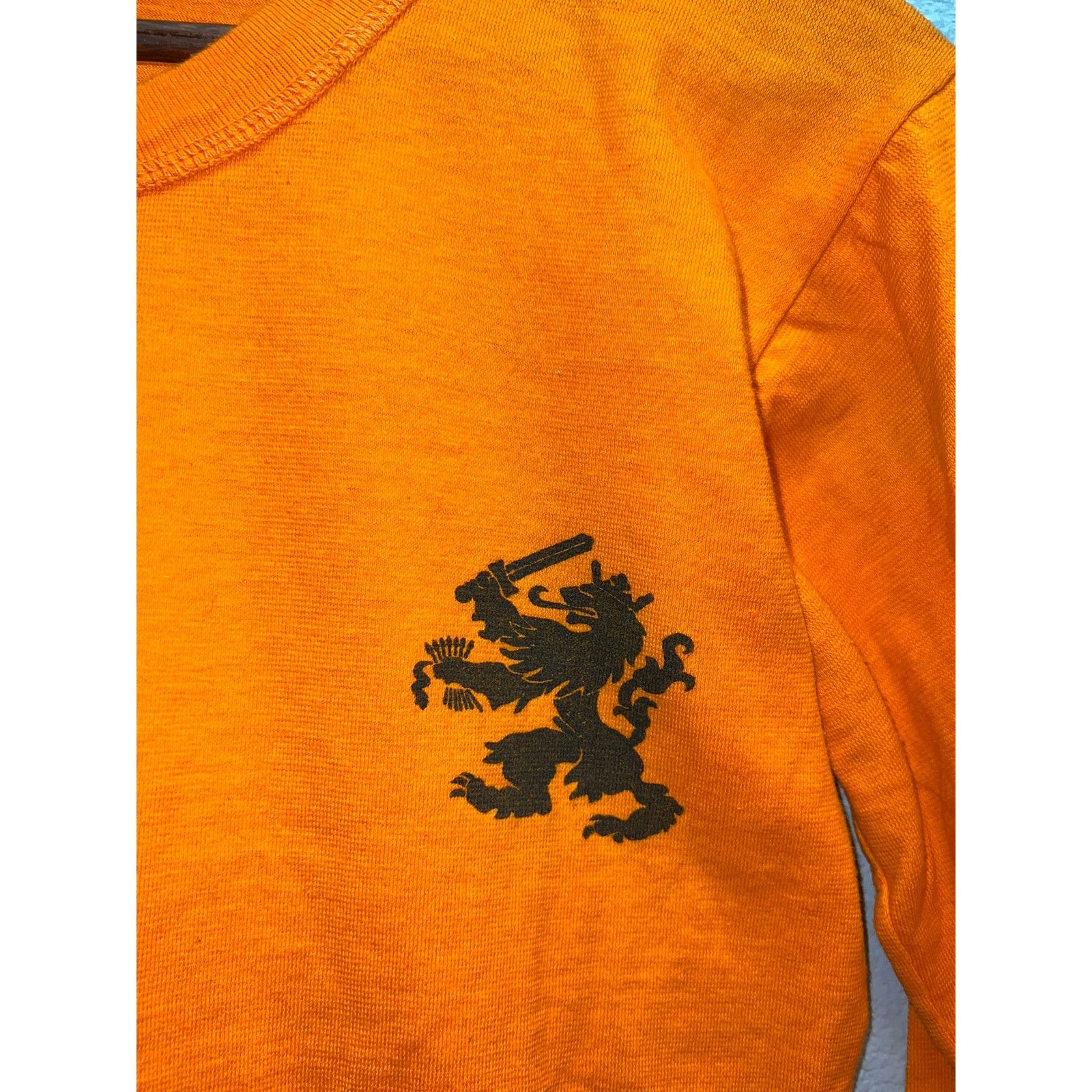 Vintage 1980s The Netherlands Dutch Army Orange Long Sleeve Shirt L Size US L / EU 52-54 / 3 - 3 Thumbnail