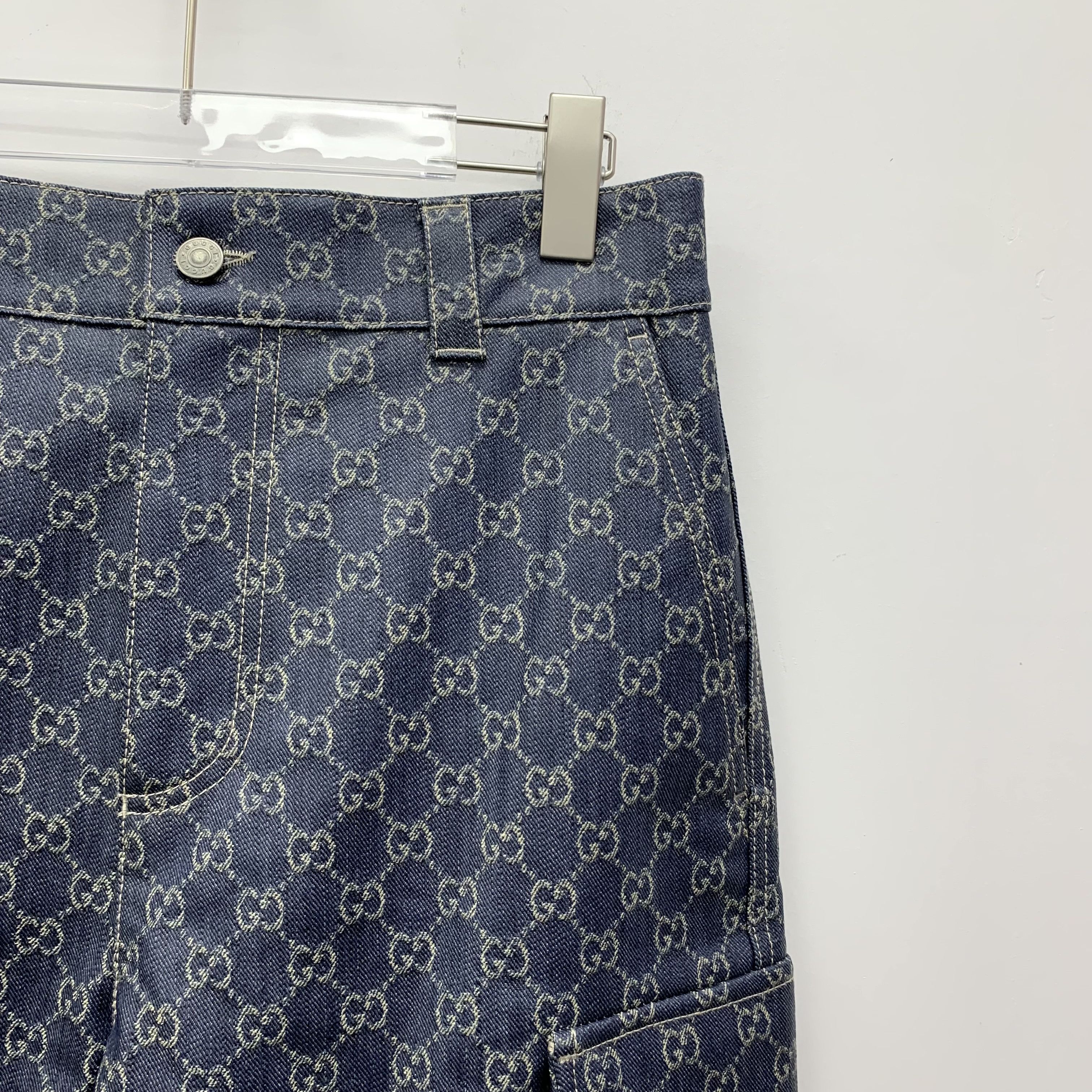 Gucci Gucci Cotton Cargo Jeans Logo Jacquard Navy (XS) Size US 28 / EU 44 - 7 Thumbnail
