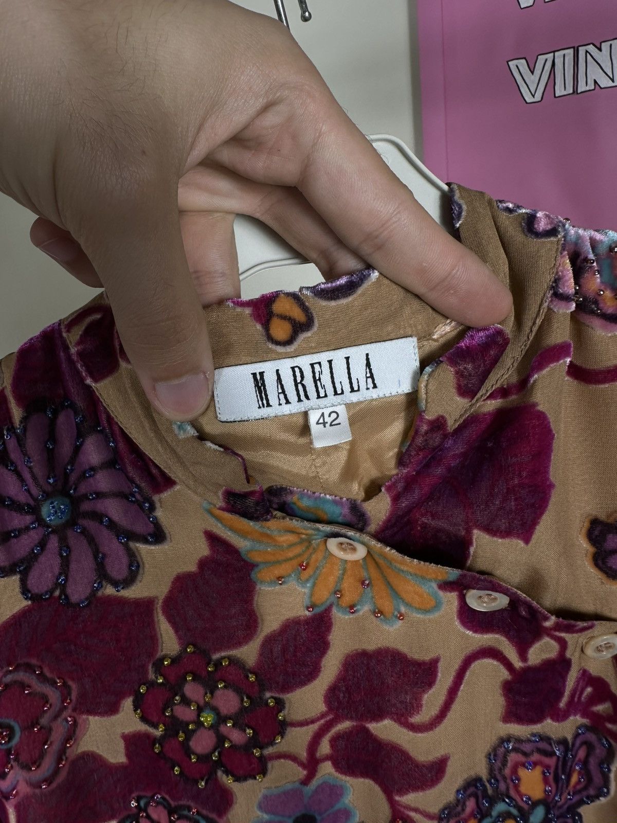 Marella Marella Vintage Midi Dress Beaded Embroidered Floral Kimono Size S / US 4 / IT 40 - 6 Thumbnail