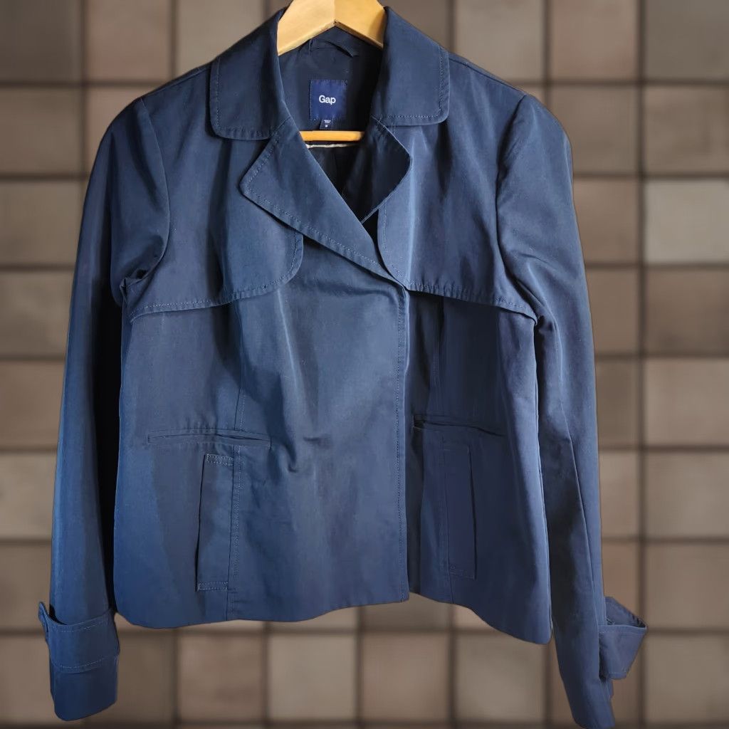 Gap Gap Womens M Navy Snap Front Utility Lightweight Double Breasted Jacket Shirt (Jacket) Mens? Size M / US 6-8 / IT 42-44 - 1 Thumbnail