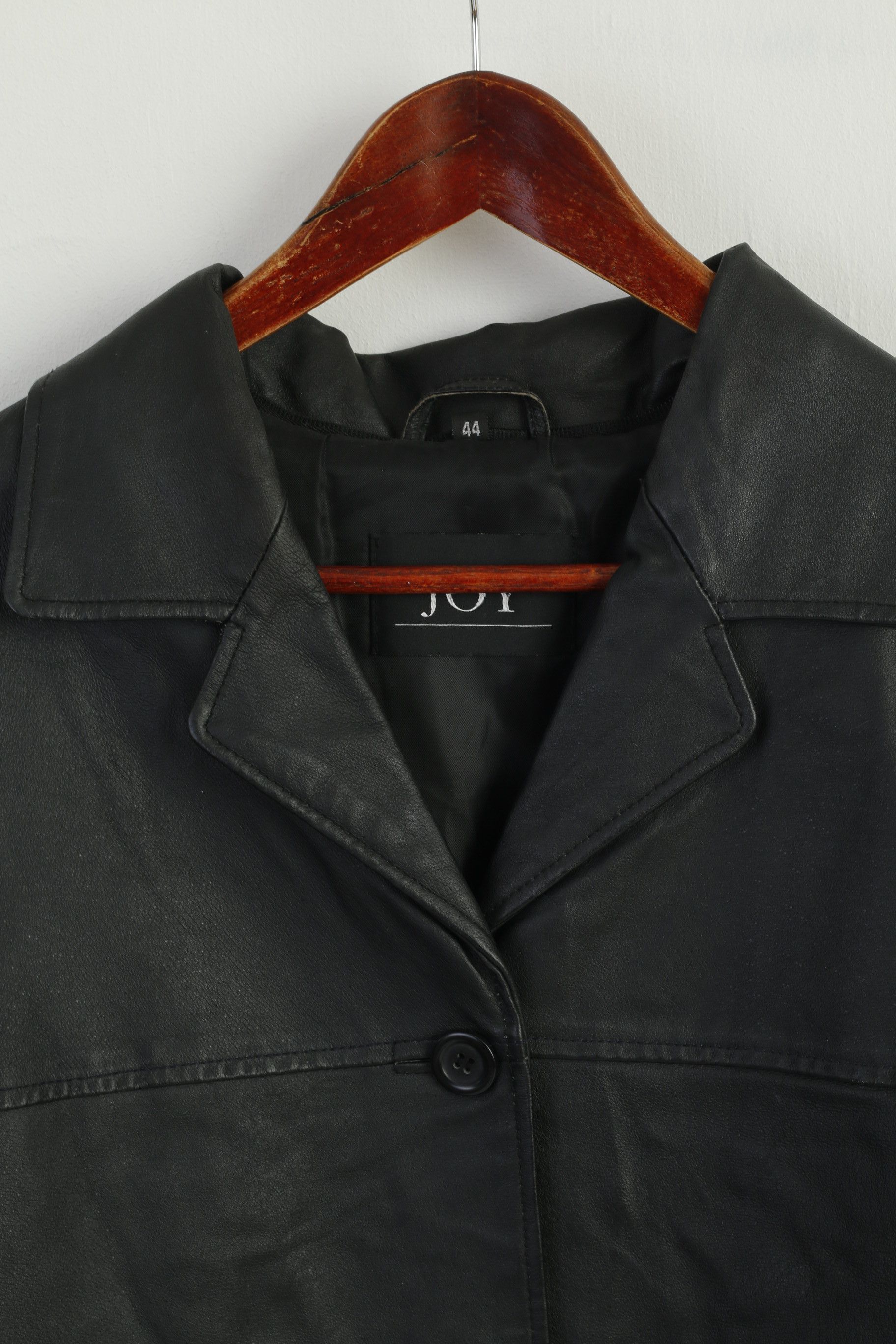 Vintage JOY Women 44 L Jacket Vintage Black Leather 8836 Size L / US 10 / IT 46 - 3 Thumbnail