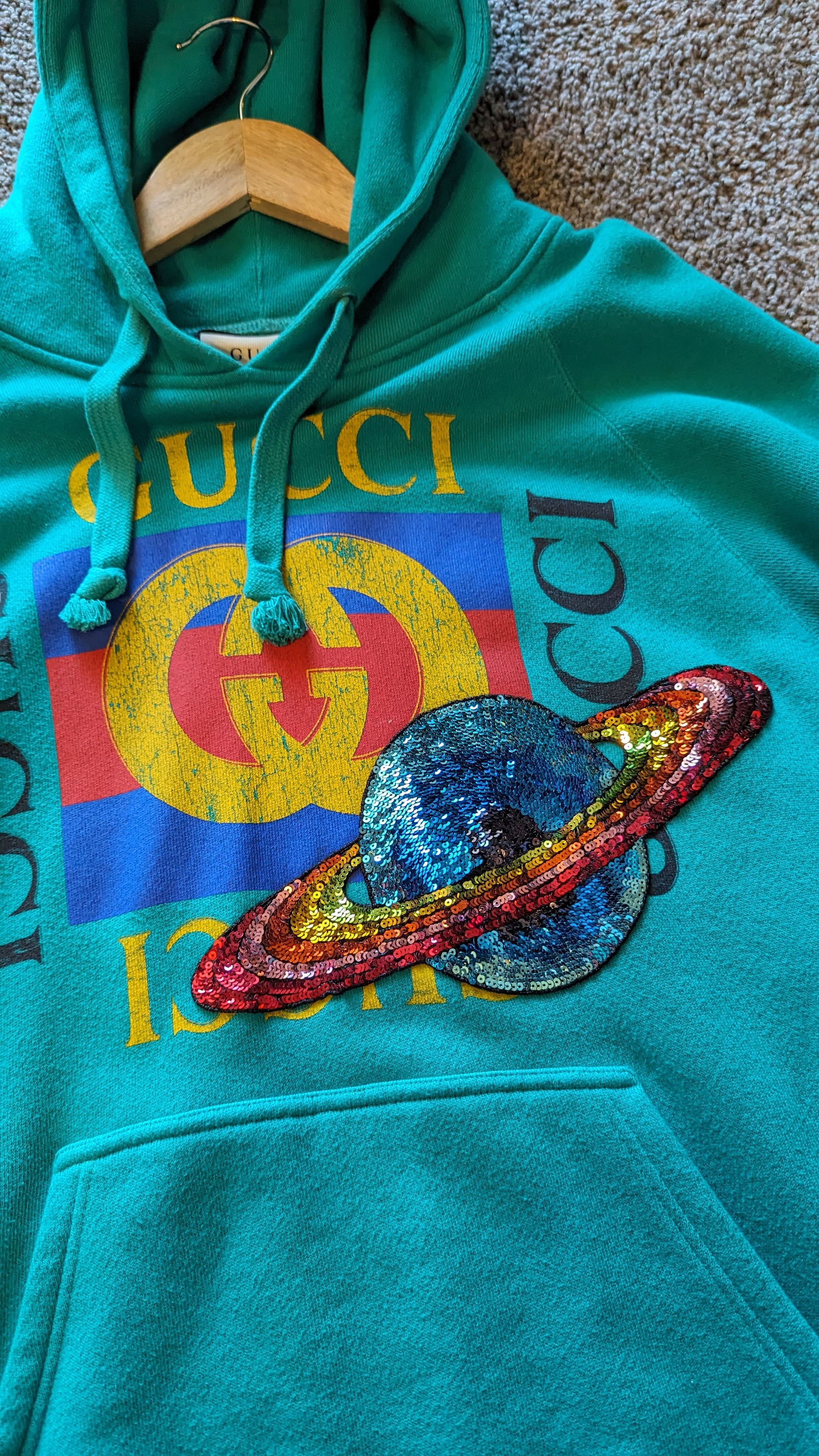 Gucci sequin logo hoodie best sale