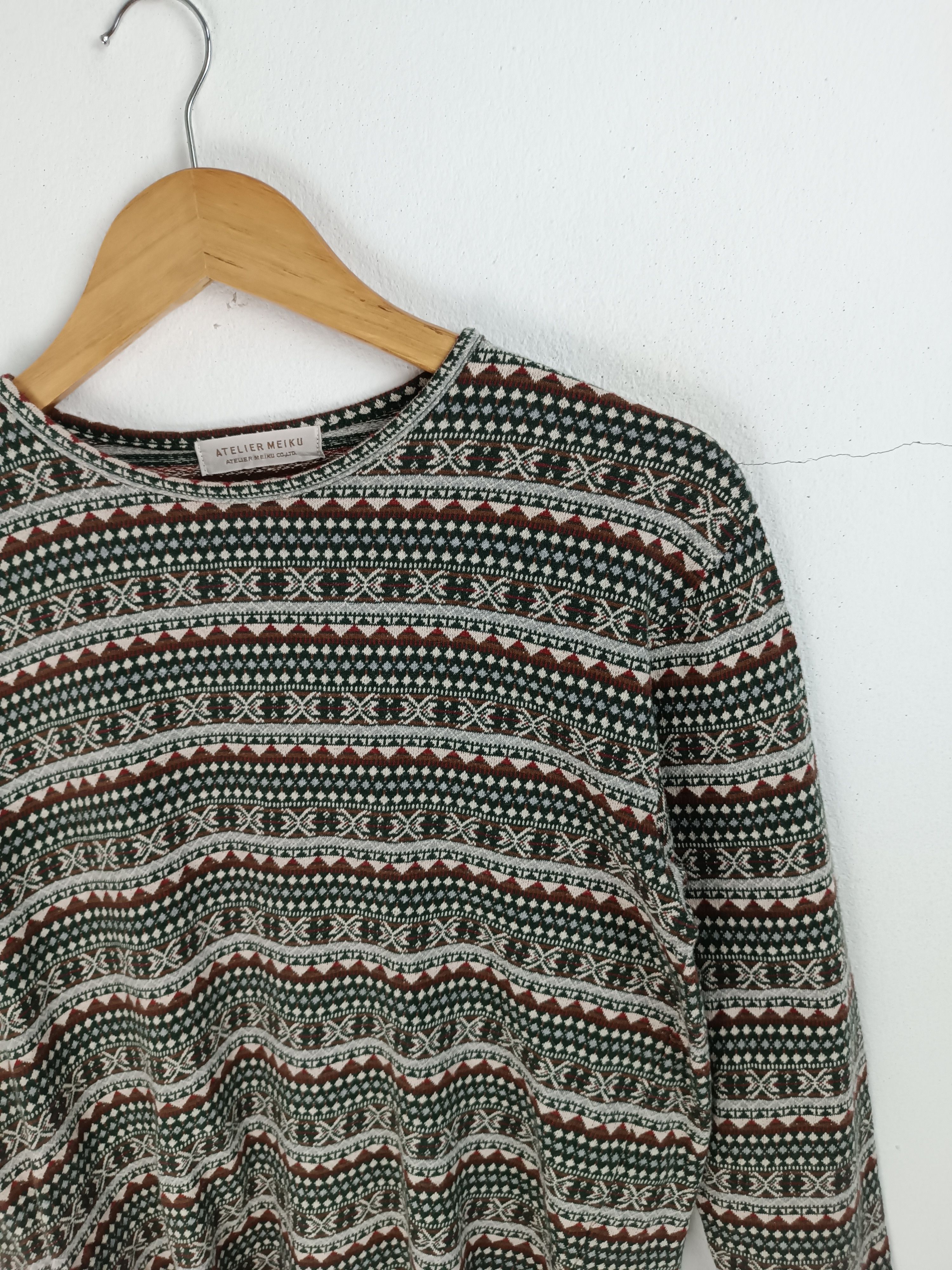 Japanese Brand VINTAGE ATELIER MEIKU TRIBAL RETRO KNITWEAR VERY RARE Size M / US 6-8 / IT 42-44 - 9 Thumbnail