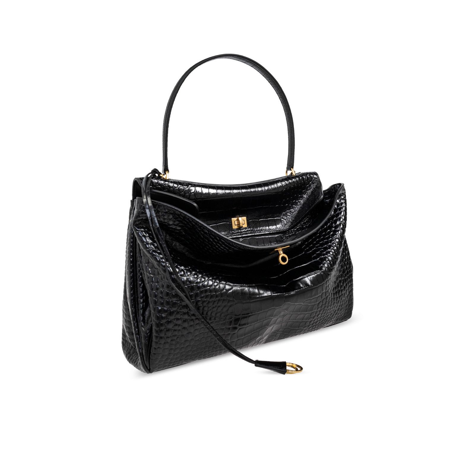 Balenciaga BALENCIAGA Rodeo Large Black Embossed Leather Handbag New An Size ONE SIZE - 3 Thumbnail