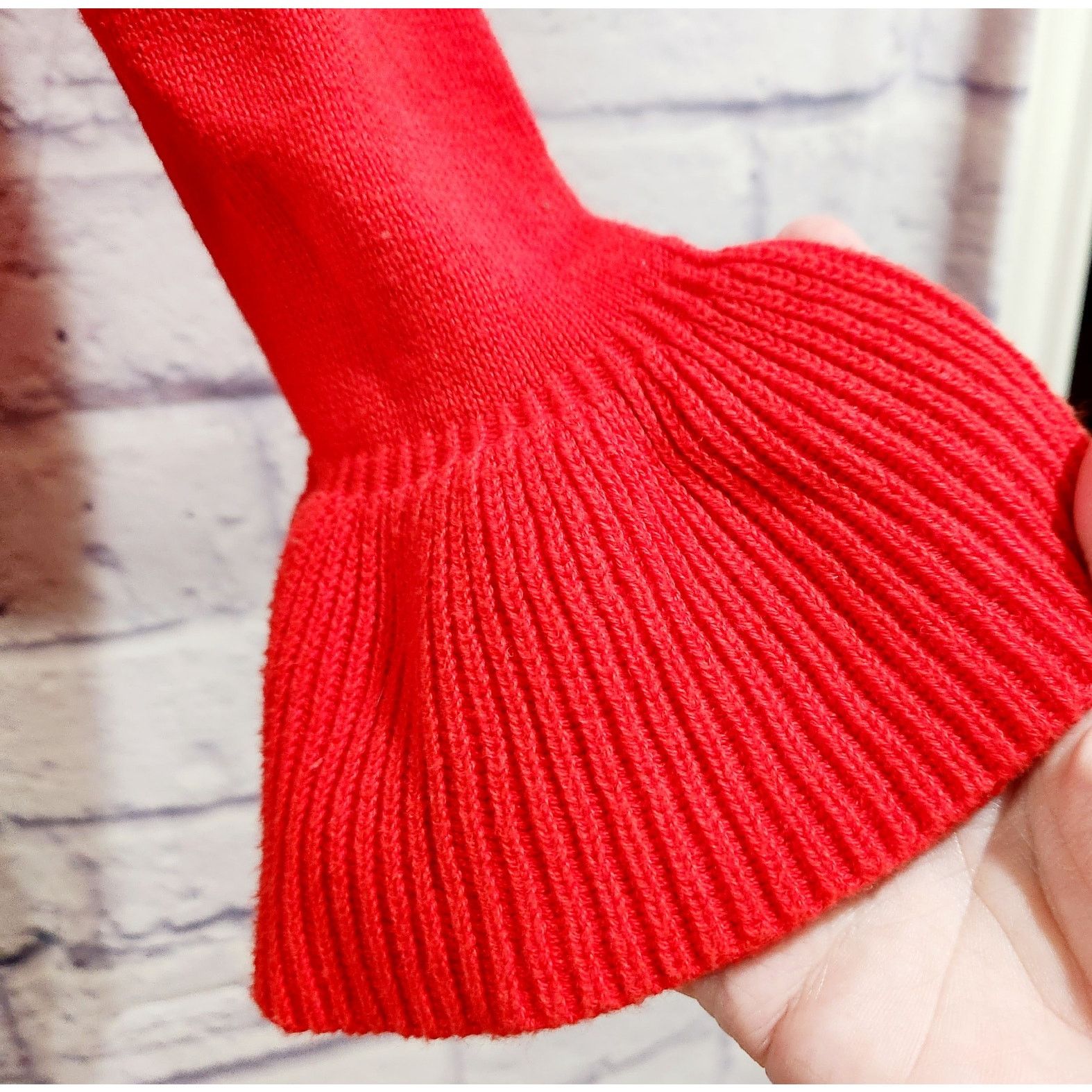 J.Crew J. Crew Red Long Sleeve Ruffled Cuffs Sweater Top Small Size S / US 4 / IT 40 - 2 Thumbnail