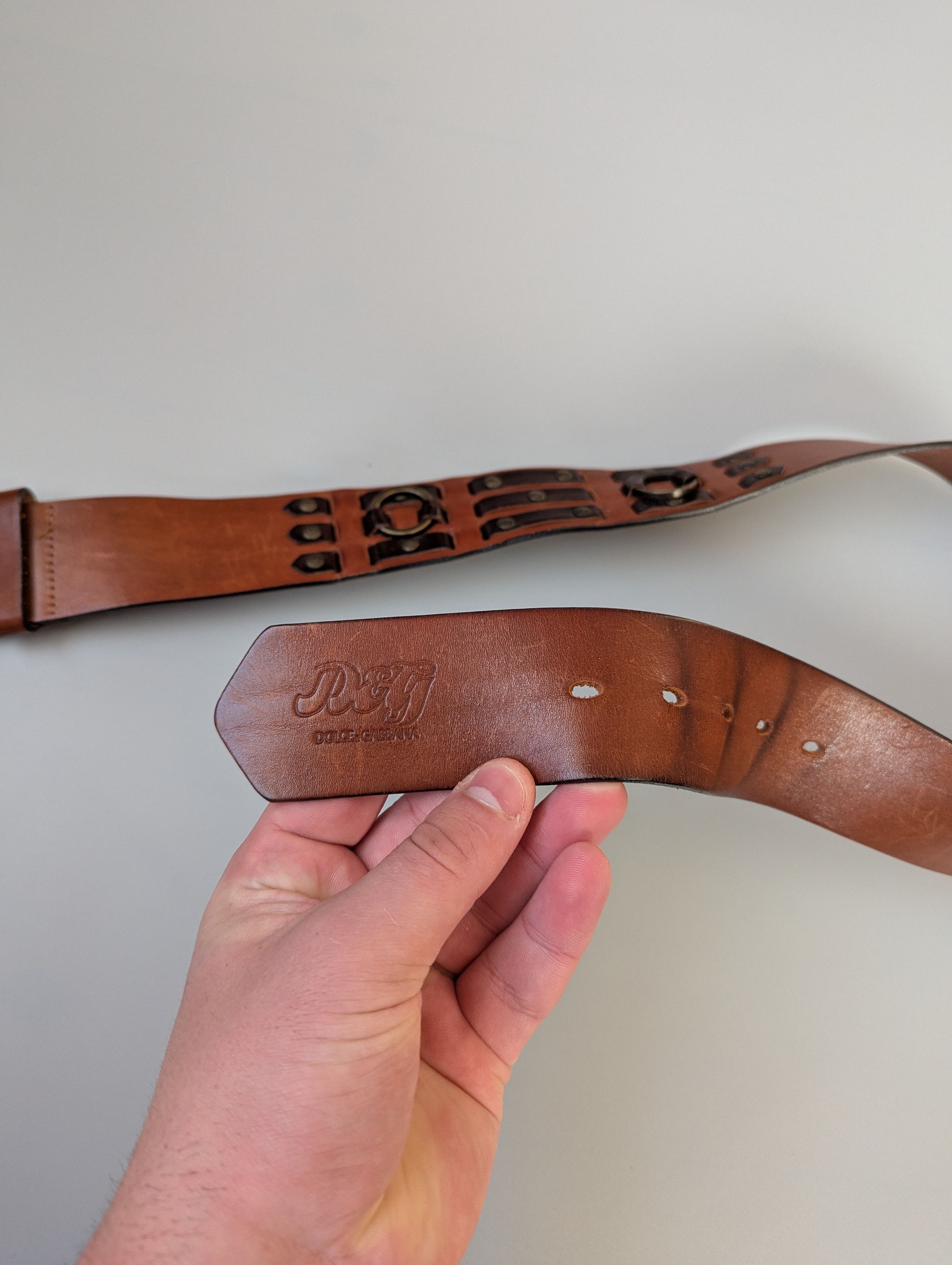 Dolce & Gabbana × Vintage Dolce Gabbana Vintage Leather Belt With Metal Size 85cm Size 32 - 6 Thumbnail