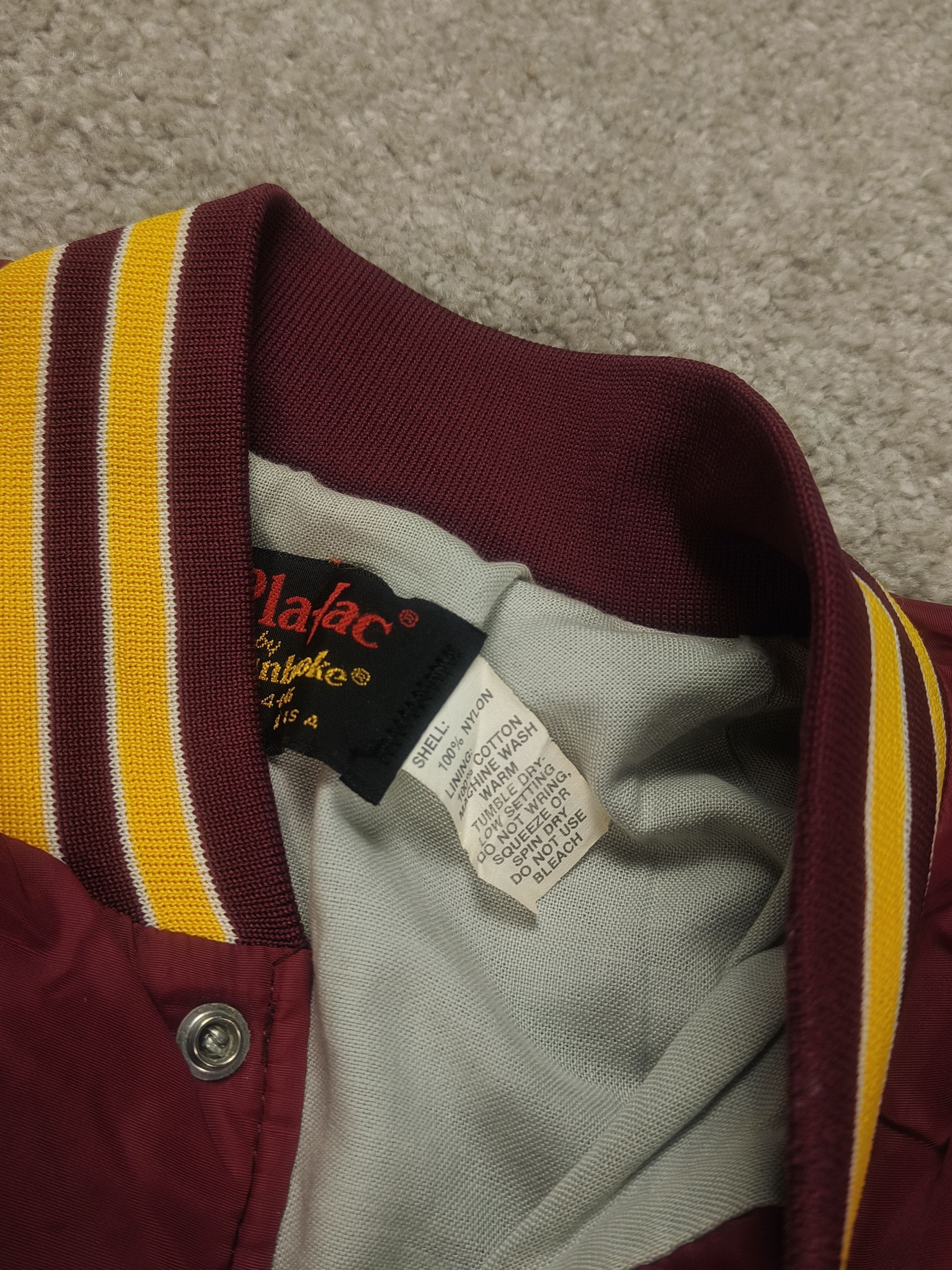 Vintage Pla-Jac Dunbrooke Vtg Varsity Burgundy Gold 80s 90s Jacket Size US L / EU 52-54 / 3 - 3 Thumbnail
