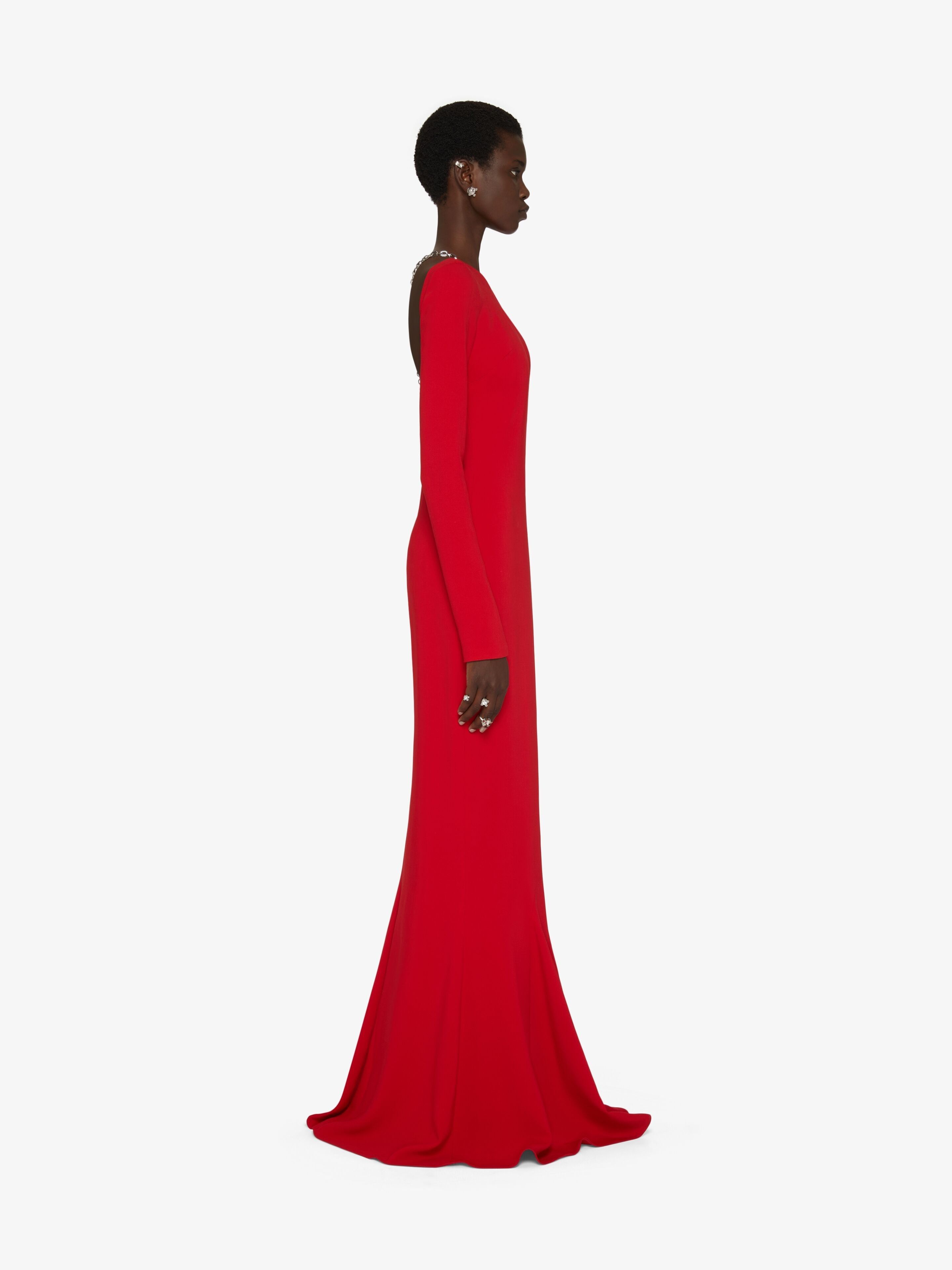 Givenchy o1w1db10325 Long Sleeve Dress With Chain in Red Size M / US 6-8 / IT 42-44 - 3 Thumbnail