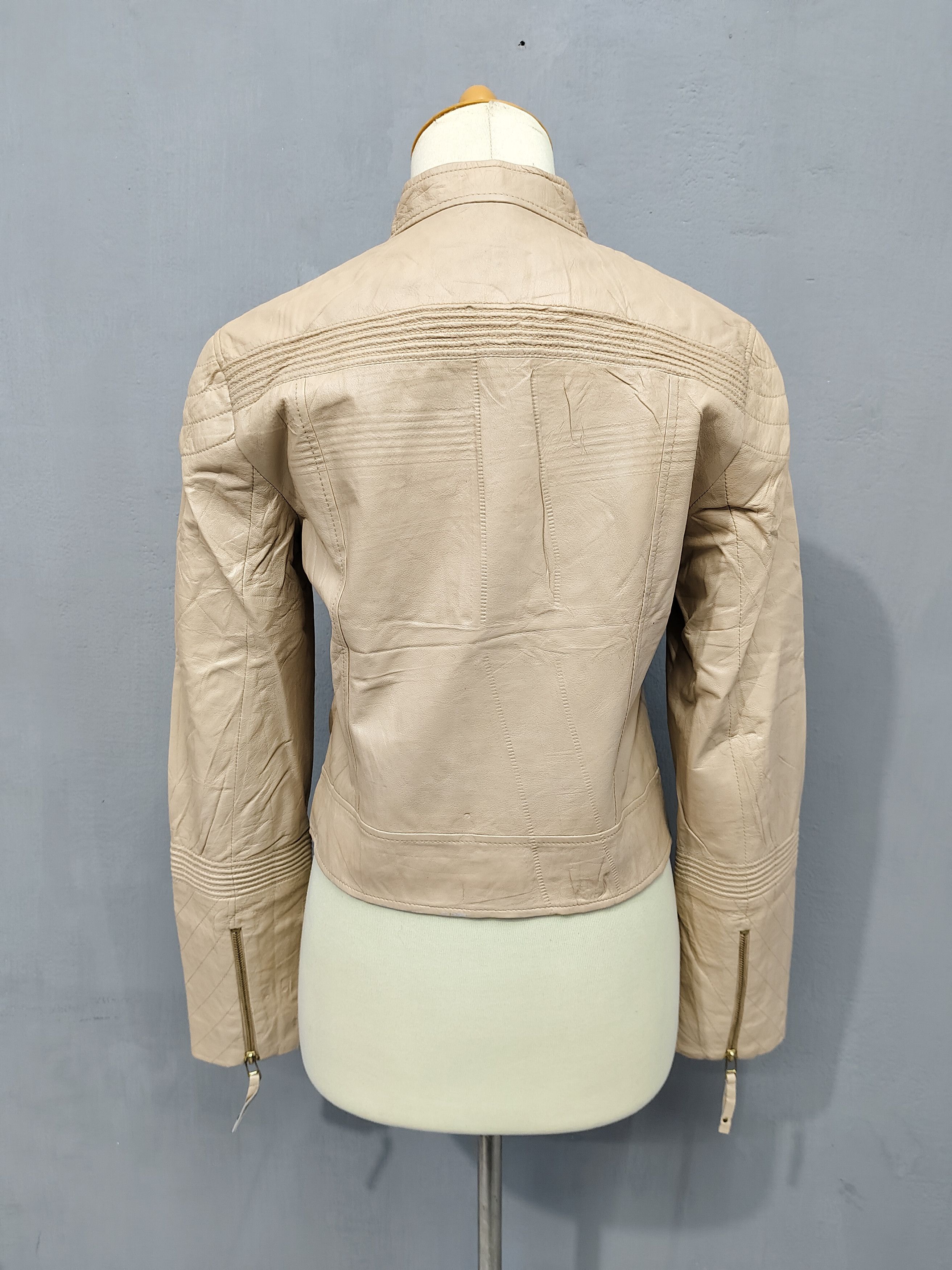 MAX&Co. 00s Max&co- Minimal Cropped Moto Biker Leather Jacket Size M / US 6-8 / IT 42-44 - 5 Thumbnail