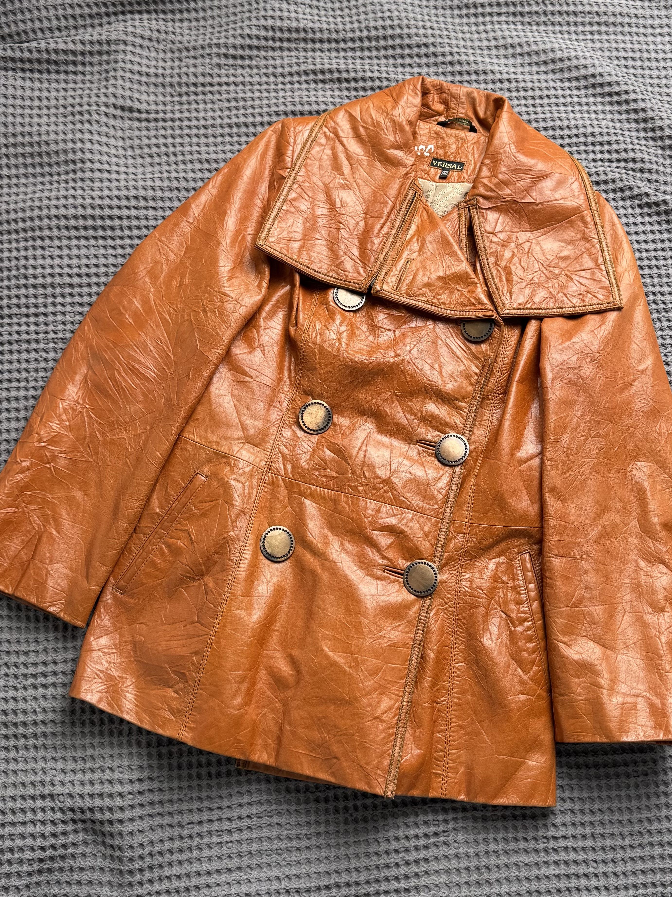 Vintage Vintage Leather Coat Double Breasted Jacket Retro Mod Trench Size M / US 6-8 / IT 42-44 - 5 Thumbnail
