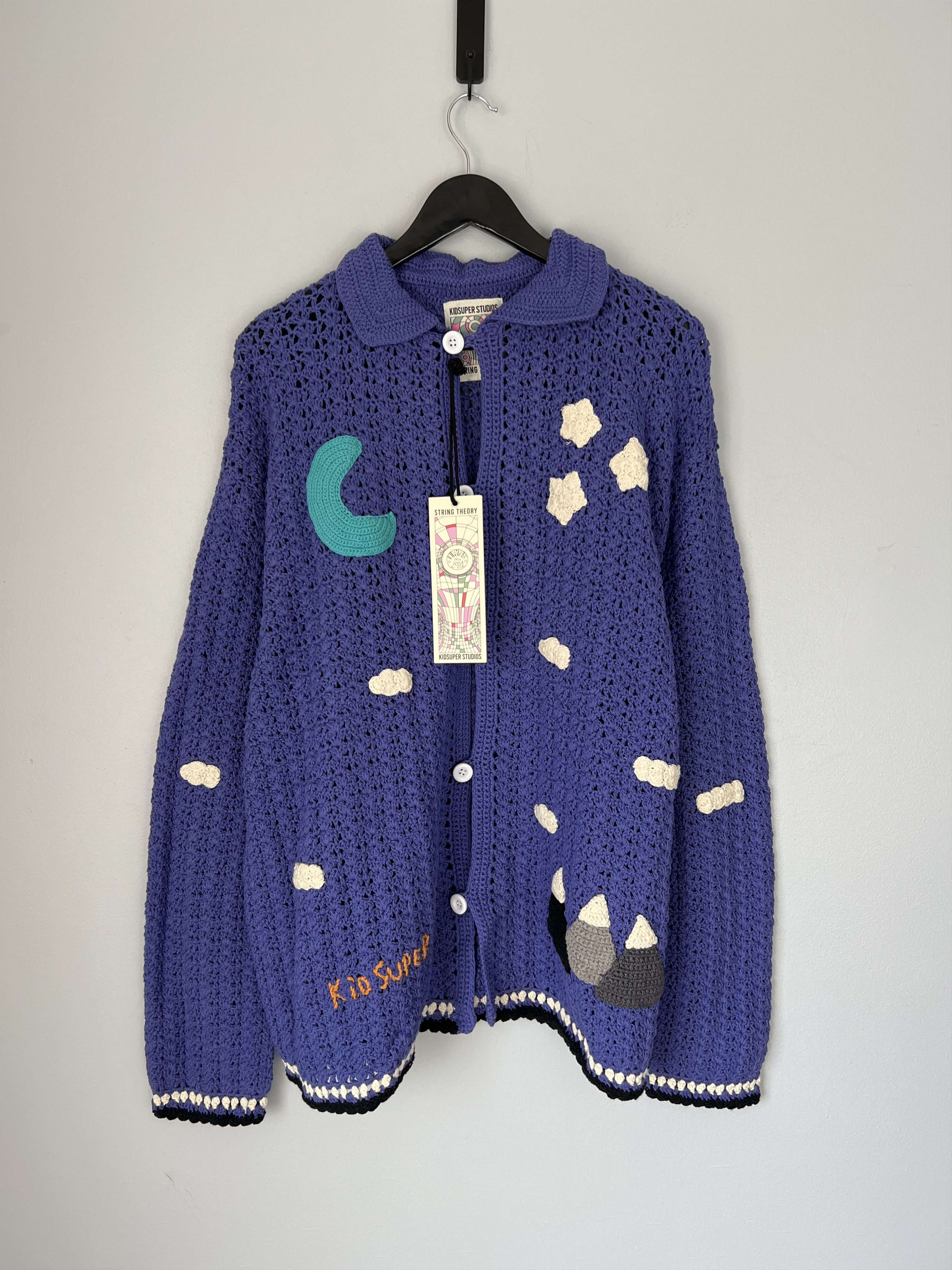 KidSuper Kidsuper Studios Long Sleeve Crochet Sweater in Purple Size US M / EU 48-50 / 2 - 1 Thumbnail