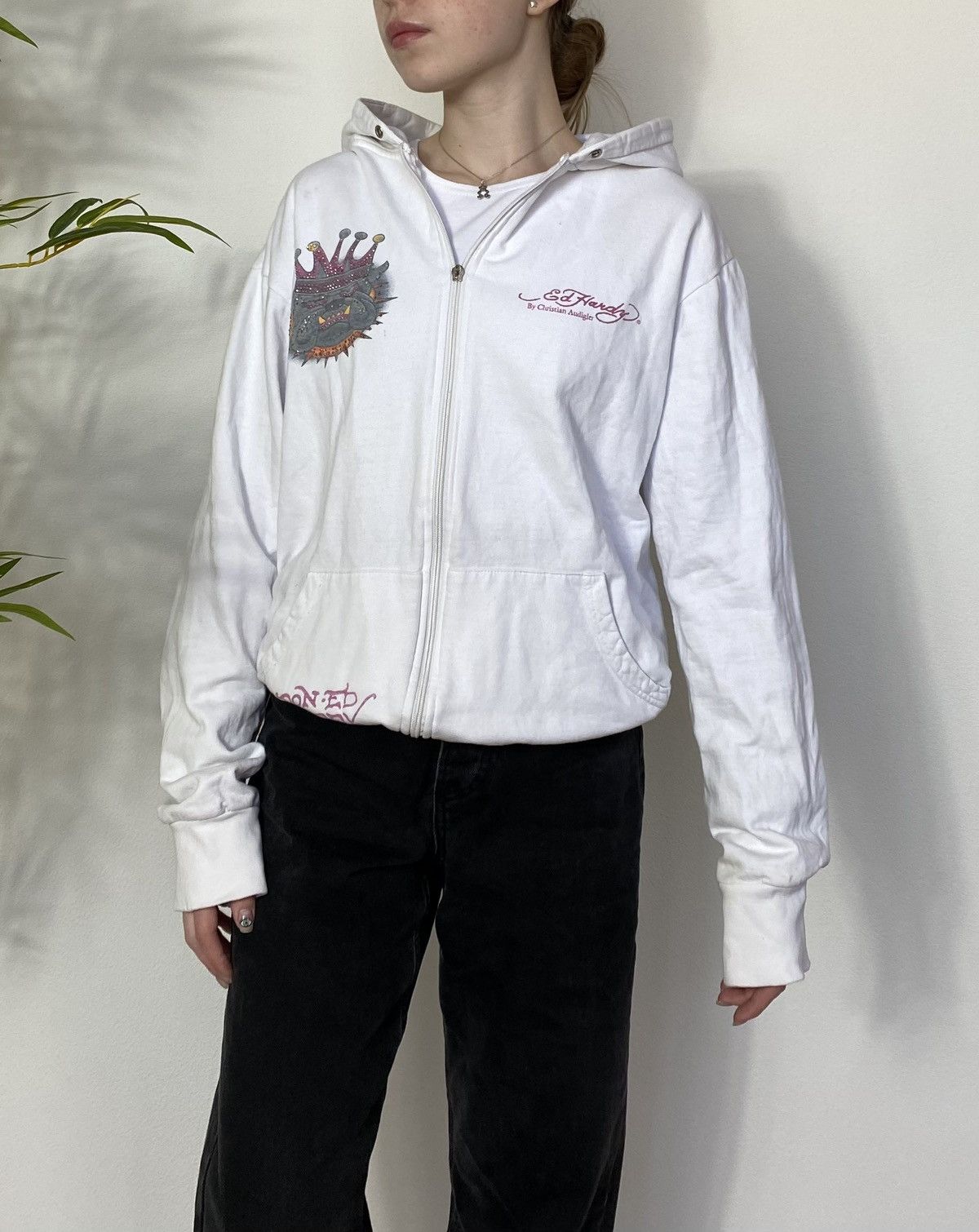 Ed Hardy VINTAGE ED HARDY PUG LOGO 2000s ZIP UP HOODIE Size L / US 10 / IT 46 - 5 Thumbnail