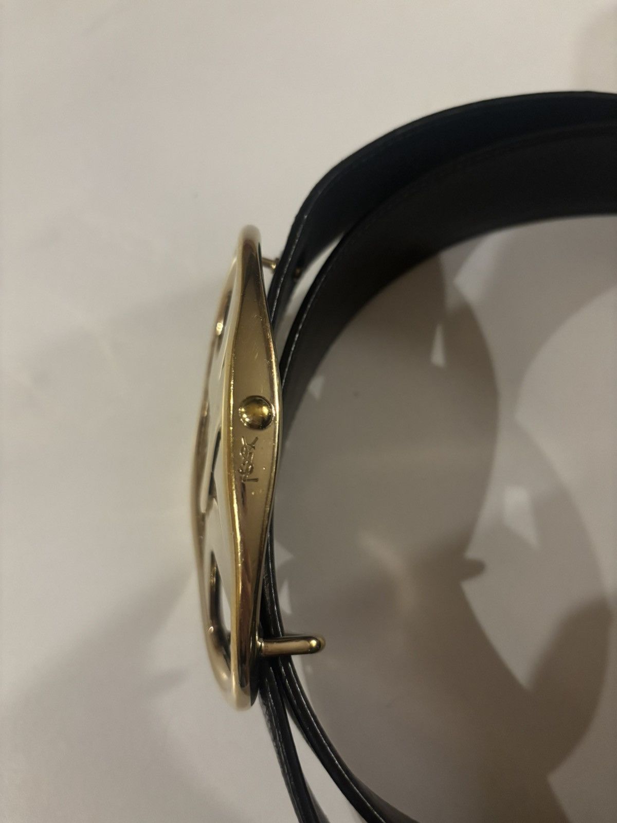 Yves Saint Laurent YVES SAINT LAURENT YSL BIG LOGO BELT Size 34 - 6 Thumbnail
