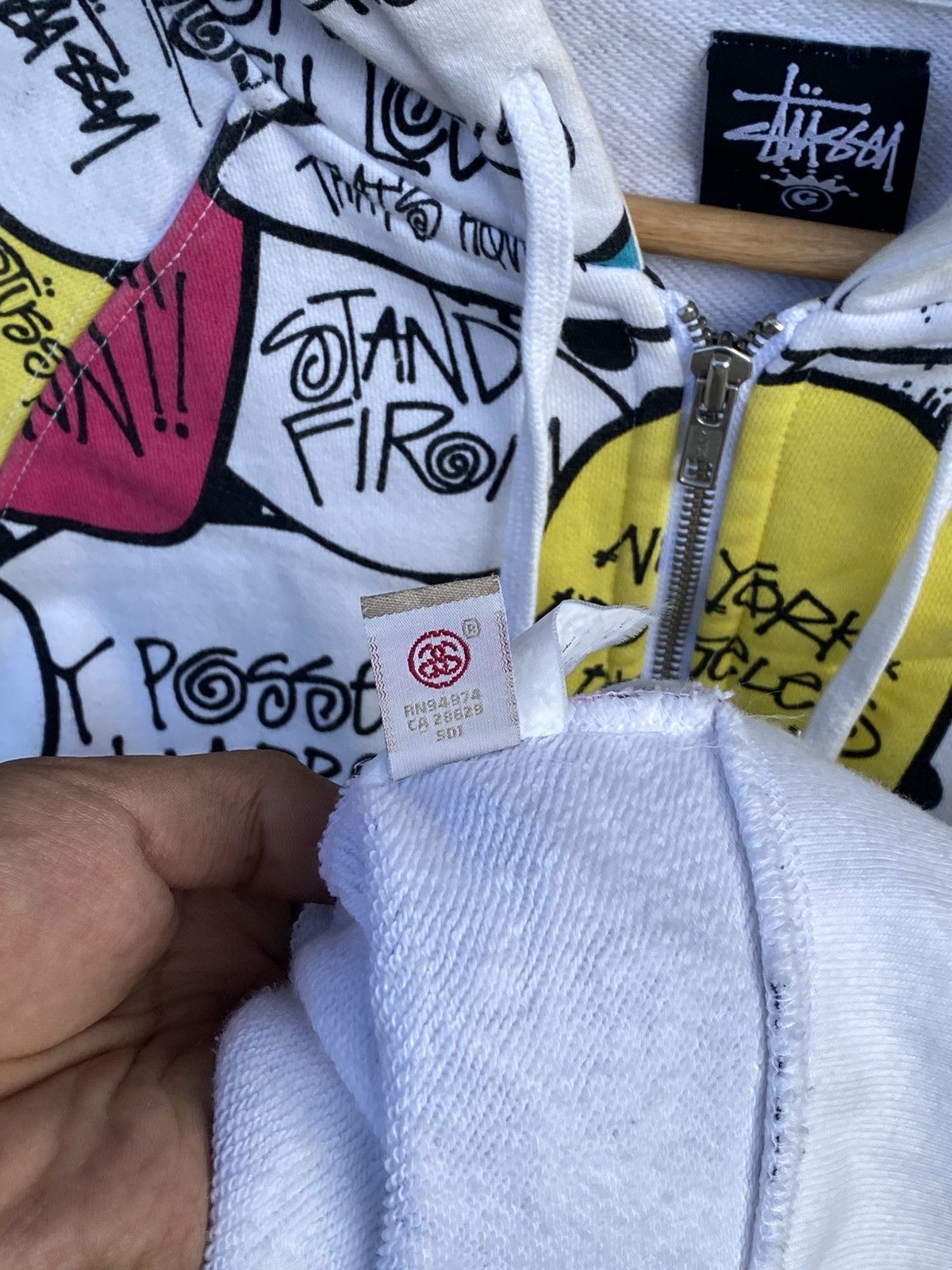 Stussy × Vintage Vintage Stussy Hoodie Graffiti Full Print Zip Up Size US L / EU 52-54 / 3 - 6 Thumbnail