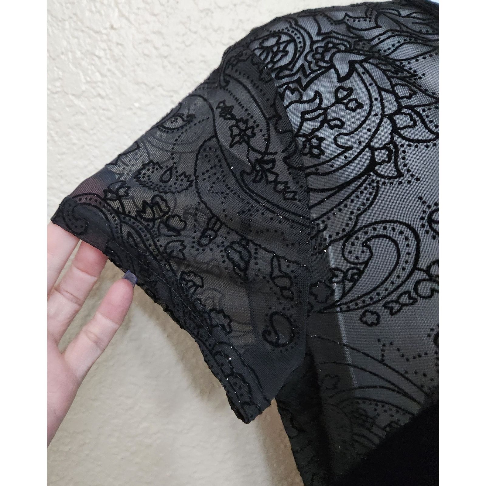 Other Connected Apparel Black Velour Lace Bodice Cocktail Dress 8 Size M / US 6-8 / IT 42-44 - 3 Thumbnail