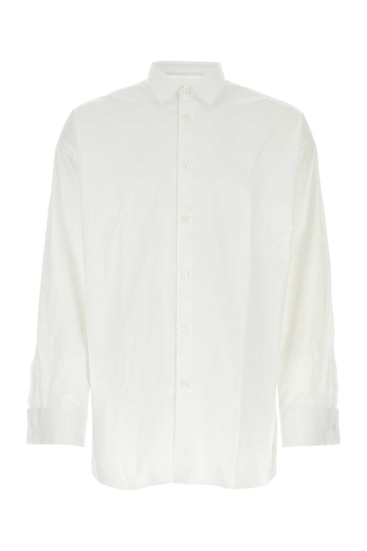 image of Prada White Poplin Shirt, Men's (Size Medium)