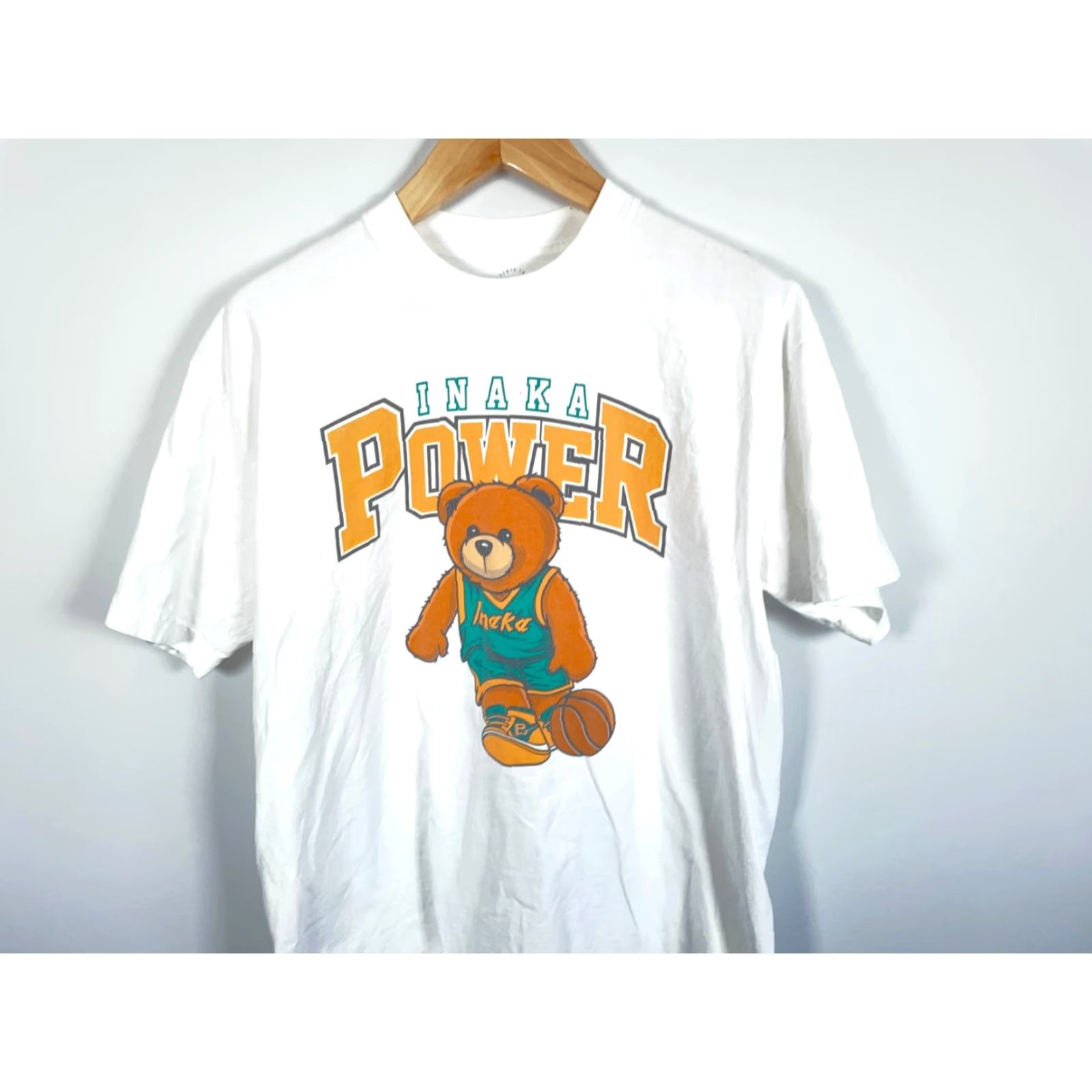 Vintage Inaka Power T-Shirt Adult Large White Bear Graphic Print Jersey 100% Cotton Crew Neck Short Sleeve Logo Retro Mens Size US L / EU 52-54 / 3 - 4 Thumbnail