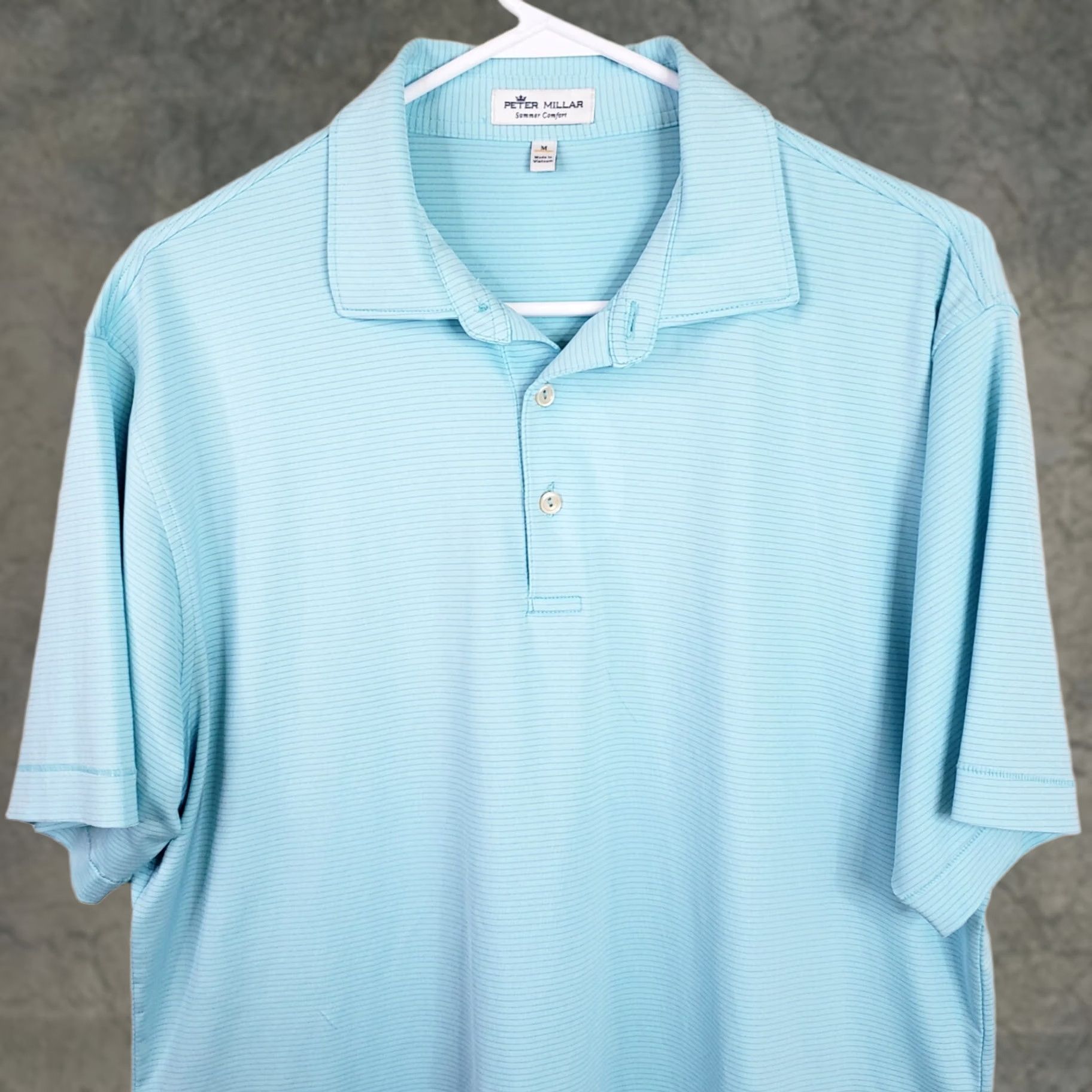Peter Millar Peter Millar Crown Summer Comfort Striped Golf Polo Aqua Blue Striped Men's M Size US M / EU 48-50 / 2 - 1 Thumbnail
