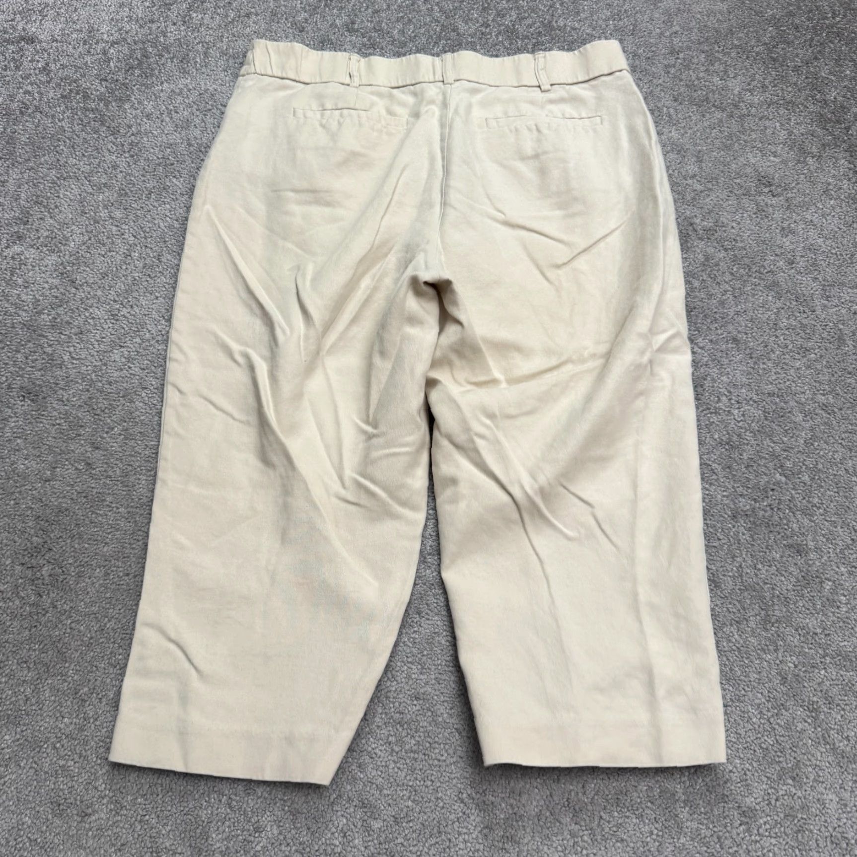 Vintage Counterparts Beige Capri Pants Womens 12 Straight Leg High Rise Cotton Size 34" / US 12 / IT 48 - 2 Thumbnail