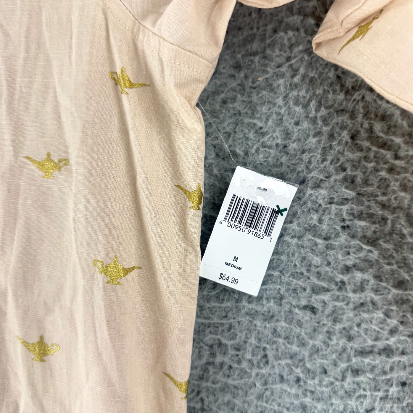 Disney Disney Aladdin Button-Up Shirt Mens Medium Beige Genie Lamp Long Sleeve Cotton Size US M / EU 48-50 / 2 - 5 Thumbnail