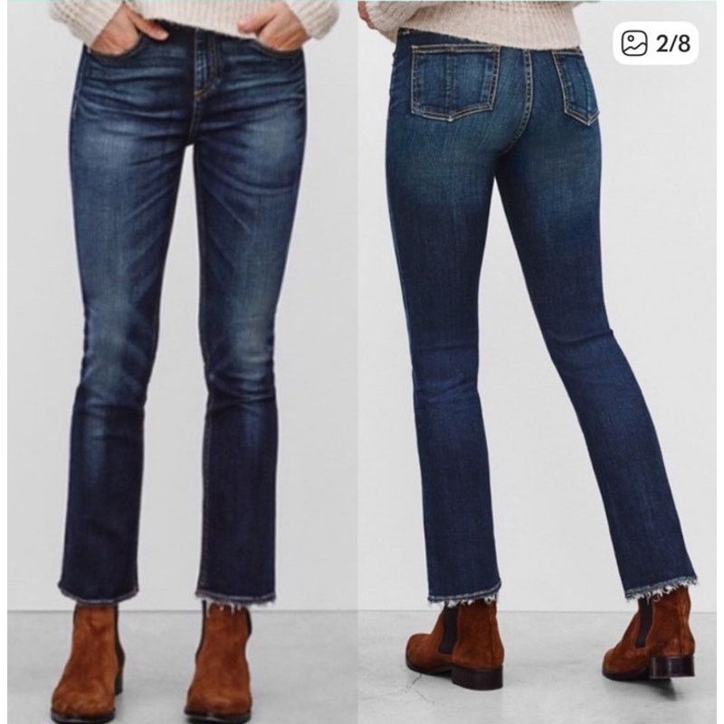Rag & Bone Rag & Bone Frayed Doheny Dark Wash Raw Hem Crop Jean, 28 Size 28" / US 6 / IT 42 - 1 Thumbnail