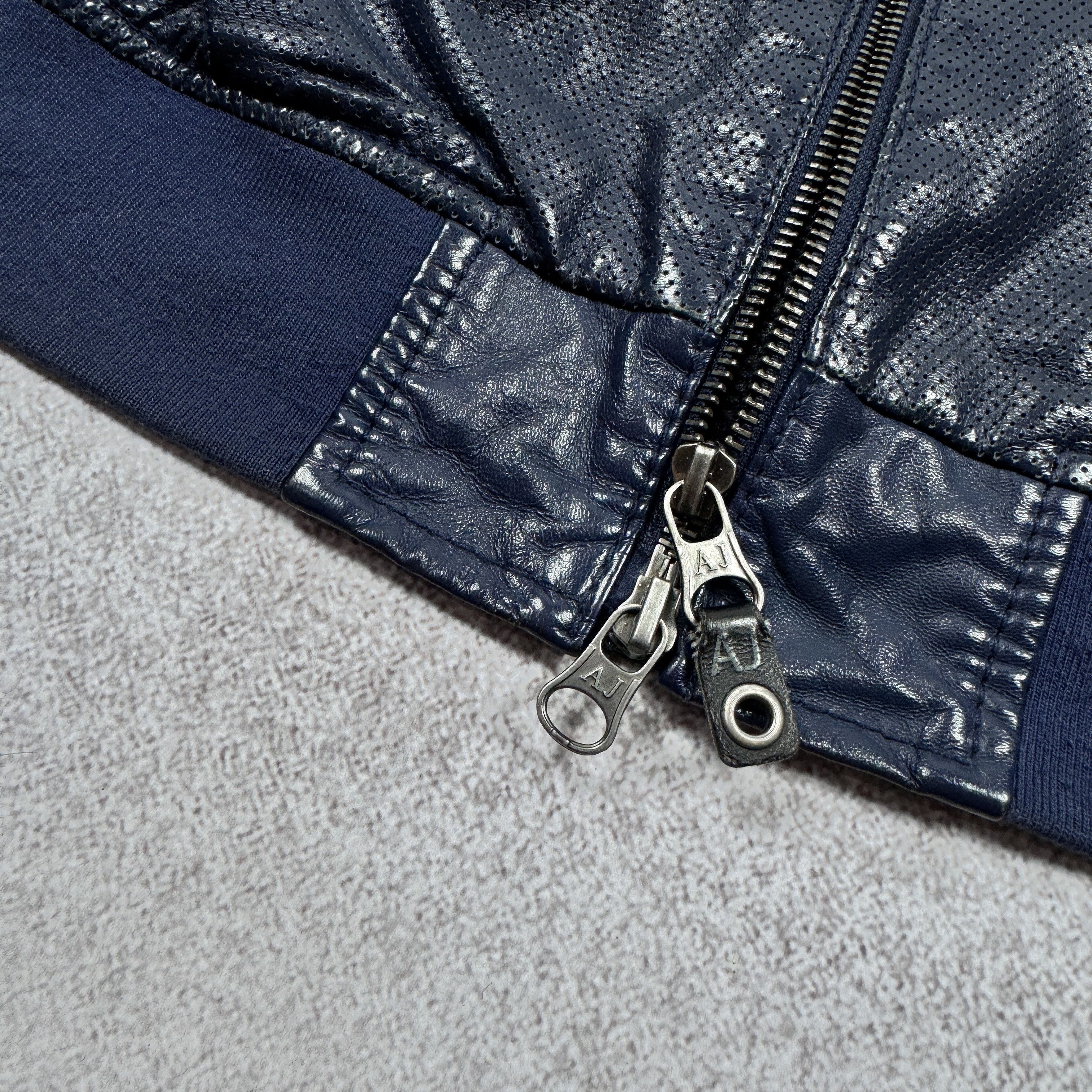 Armani Men`s Armani Jeans Navy Perforated Leather Jacket Size 3XL Size US XXL / EU 58 / 5 - 10 Thumbnail