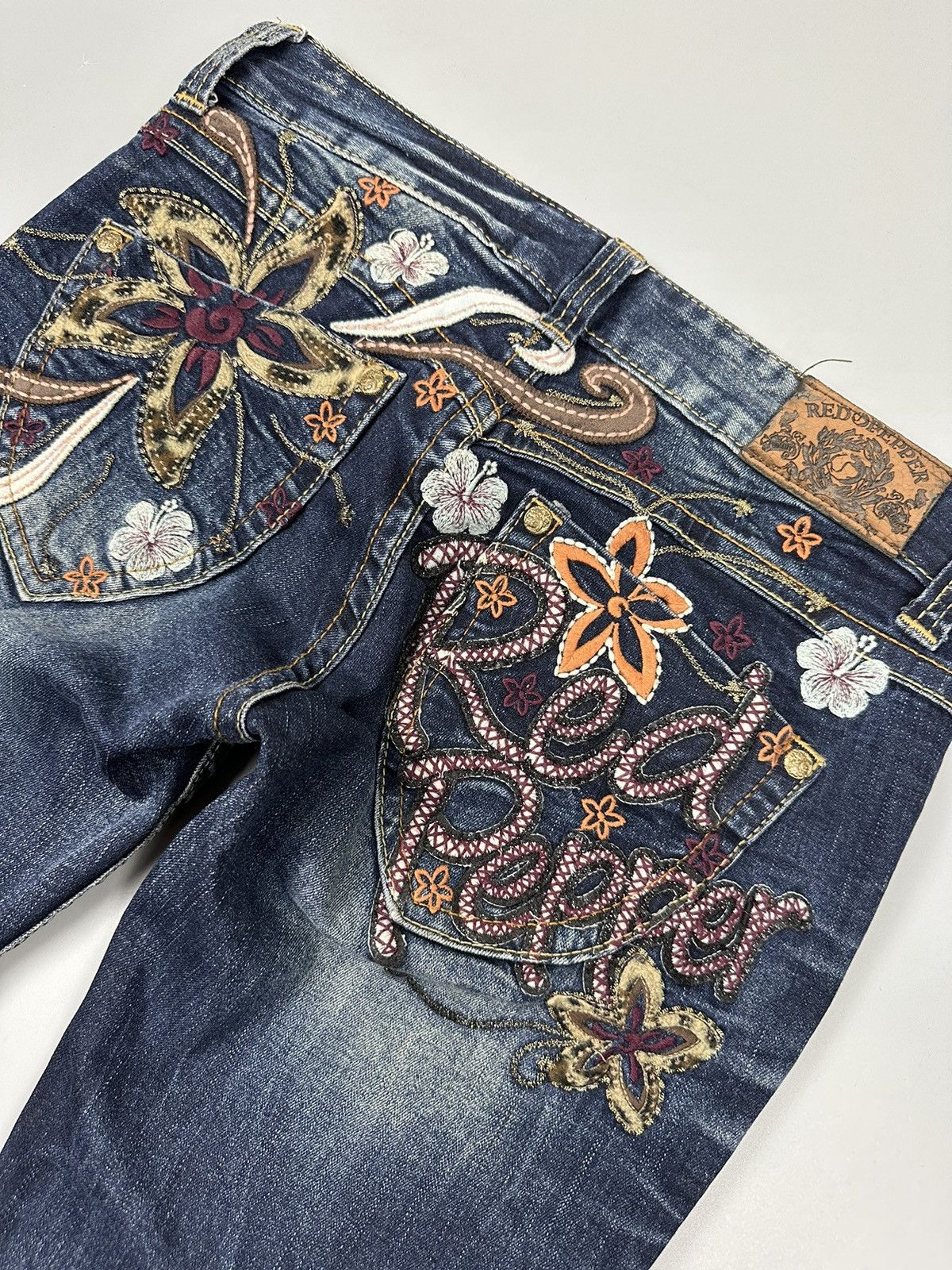 If Six Was Nine 🔥Sick🔥Red Pepper Embroidered Whiskered Flared Jeans Size US 30 / EU 46 - 11 Thumbnail