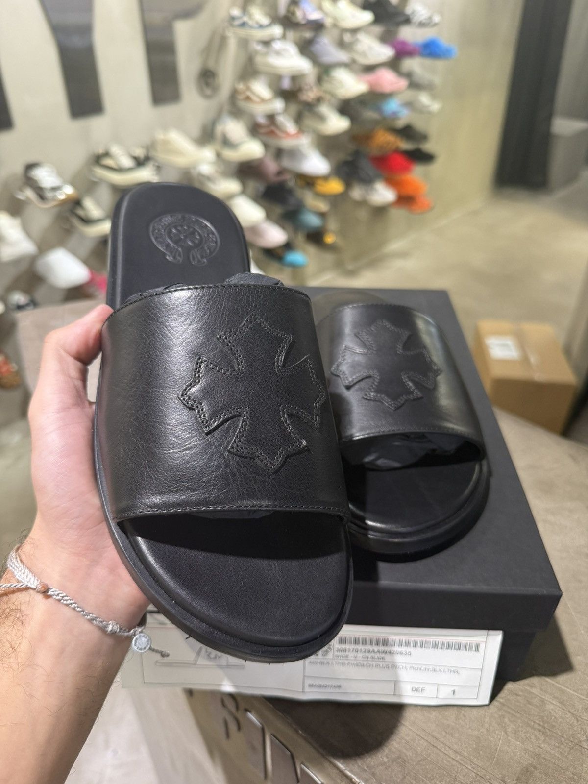 Chrome Hearts Chrome Hearts Leather Slides Black Size US 9 / EU 42 - 1 Thumbnail