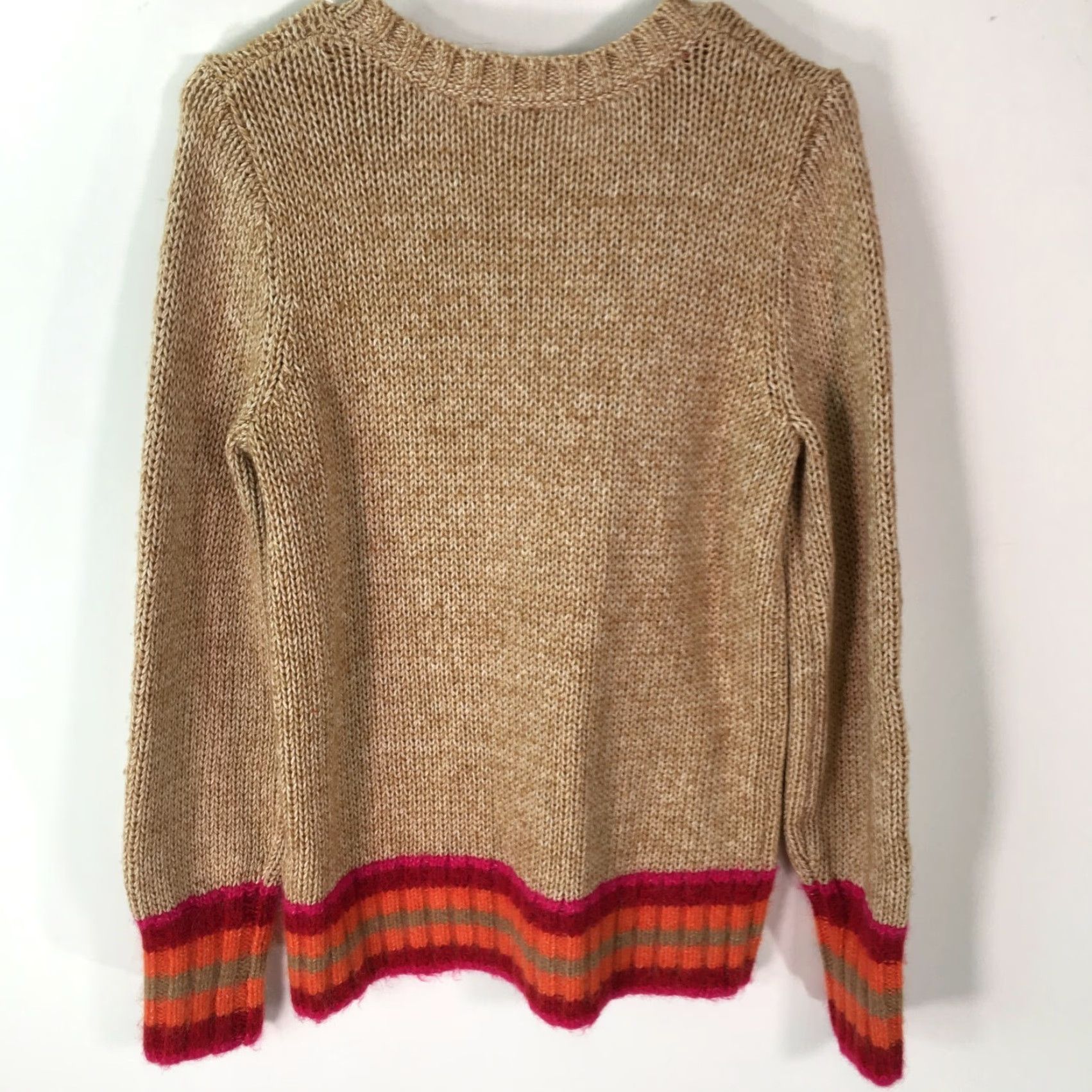 Gap Gap Pullover Sweater Shirt Women S Beige Knit Ribbed 80% Cotton 20% Acrylic Puff Sleeve Crew Neck Casual 2010s Mens? Girls? Size S / US 4 / IT 40 - 2 Thumbnail