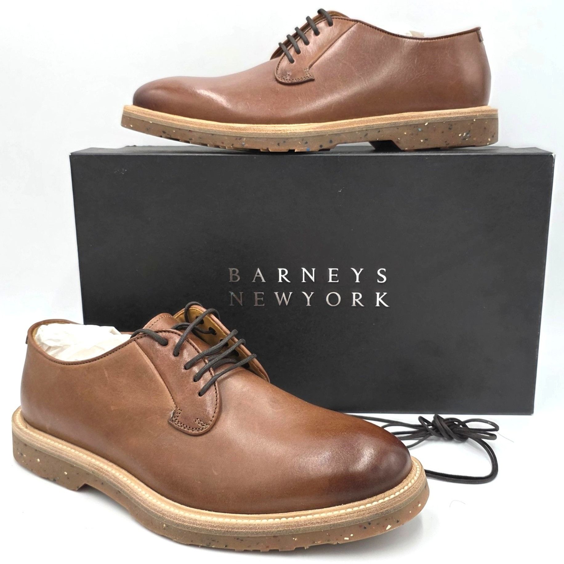Barneys New York NEW Barneys New York 7656 Maine Burnished Brown Leather Derb Size US 8.5 / EU 41-42 - 1 Thumbnail