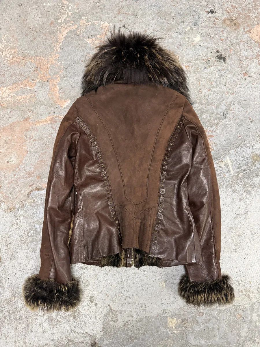 Roberto Cavalli 2000s Roberto Cavalli Brown Fur Leather Premium Jacket Size S / US 4 / IT 40 - 3 Thumbnail