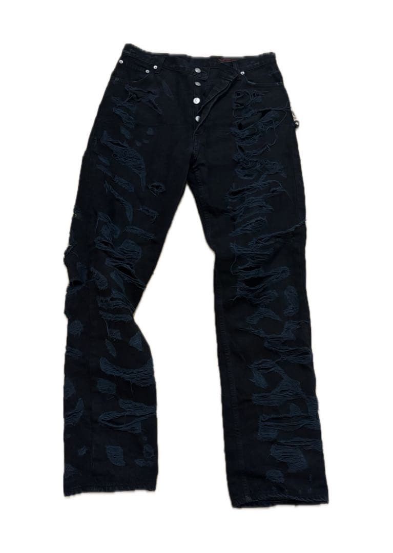 Siberia Hills SIBERIA HILLS Distressed Denim Pants Black L Size US 32 / EU 48 - 1 Thumbnail