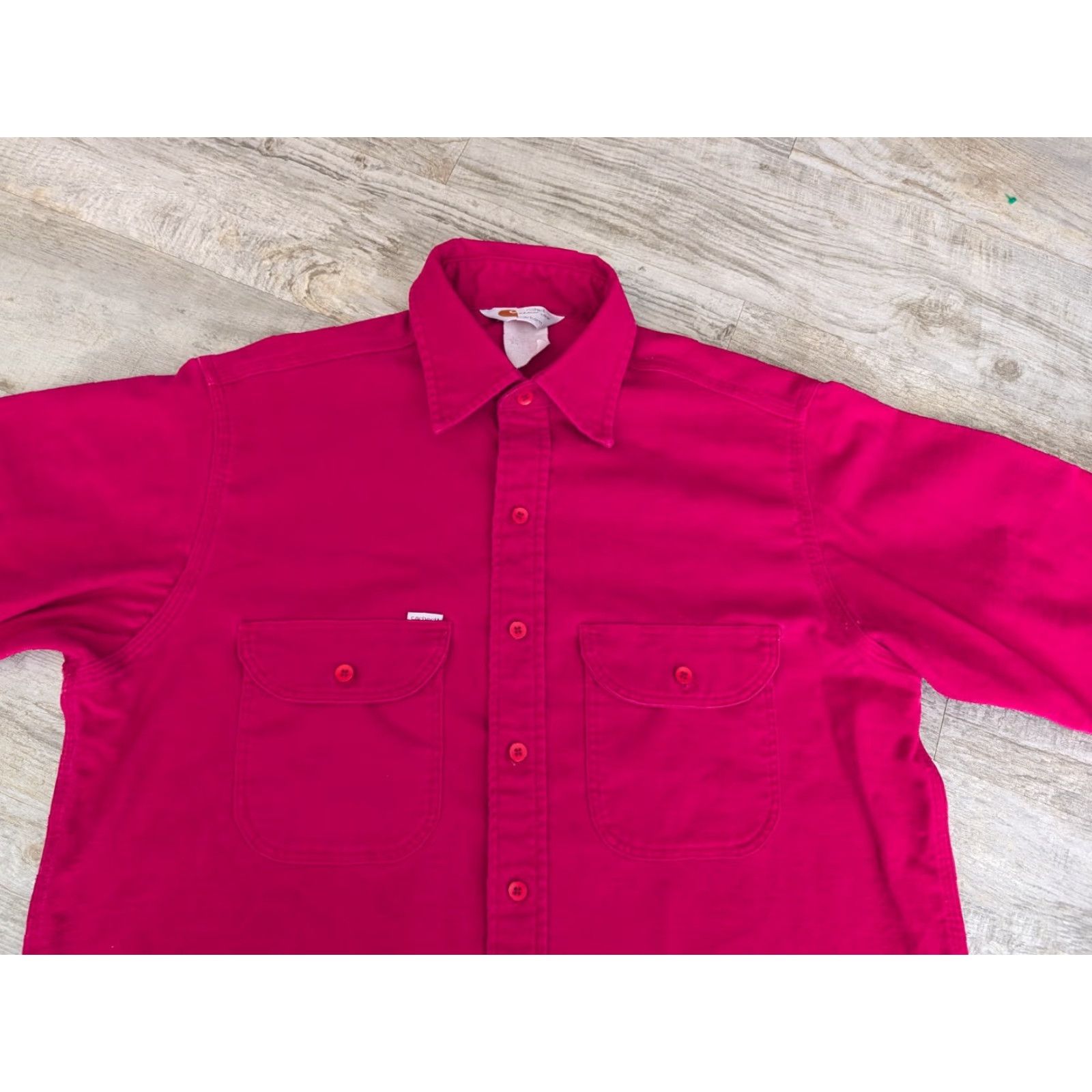 Carhartt VINTAGE Carhartt Rugged Work Shirt Red Heavyweight Canvas Button-Up L Mens 46" Chest 31.5" Length Made in USA 90s Union Made Size US L / EU 52-54 / 3 - 4 Thumbnail