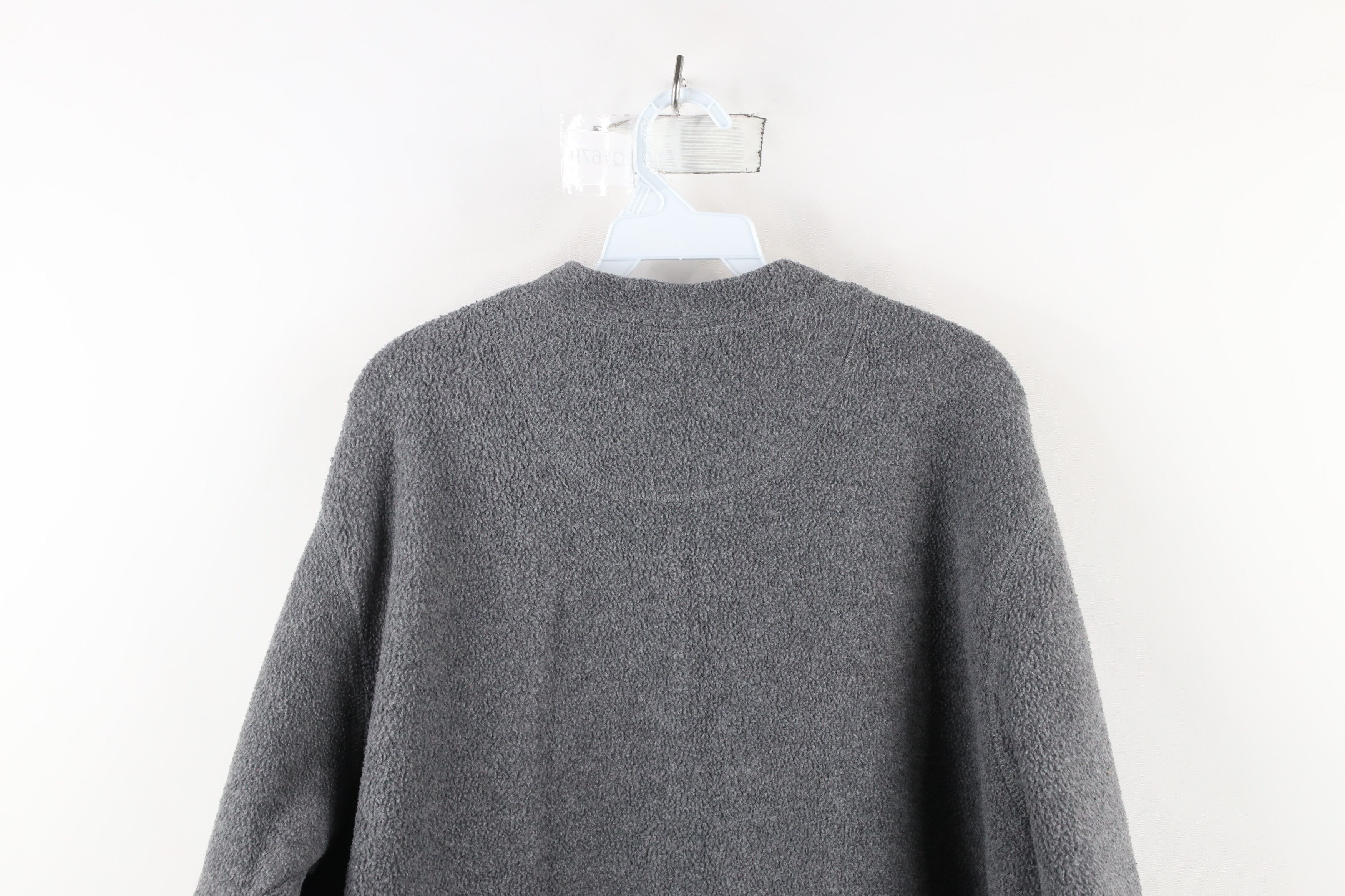 Vintage Vintage 90s Streetwear Blank Fleece Henley Sweater Gray Size US L / EU 52-54 / 3 - 8 Thumbnail
