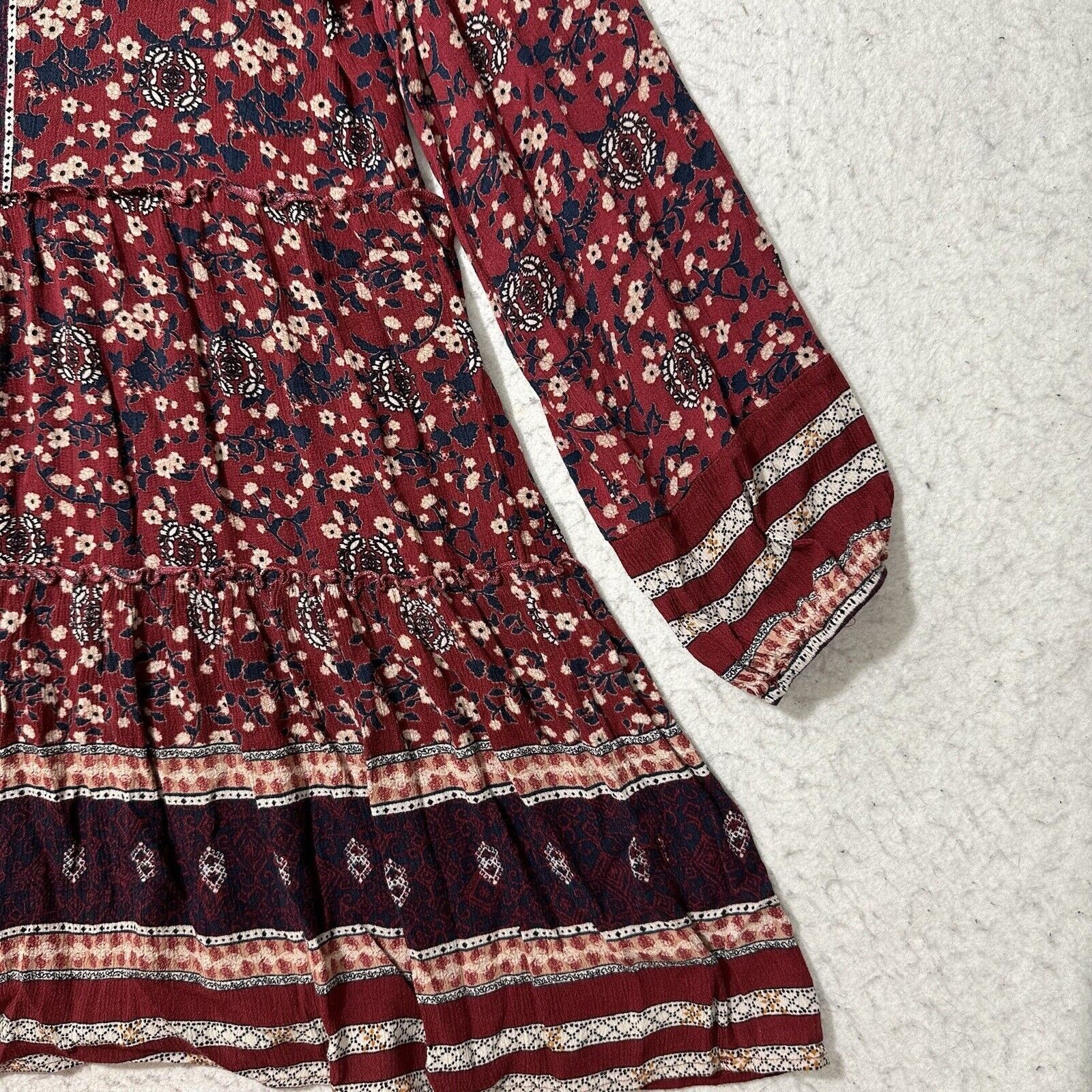 Other Knox Rose Small Dress V Neck Floral Red Lightweight Pullover Size S / US 4 / IT 40 - 6 Thumbnail