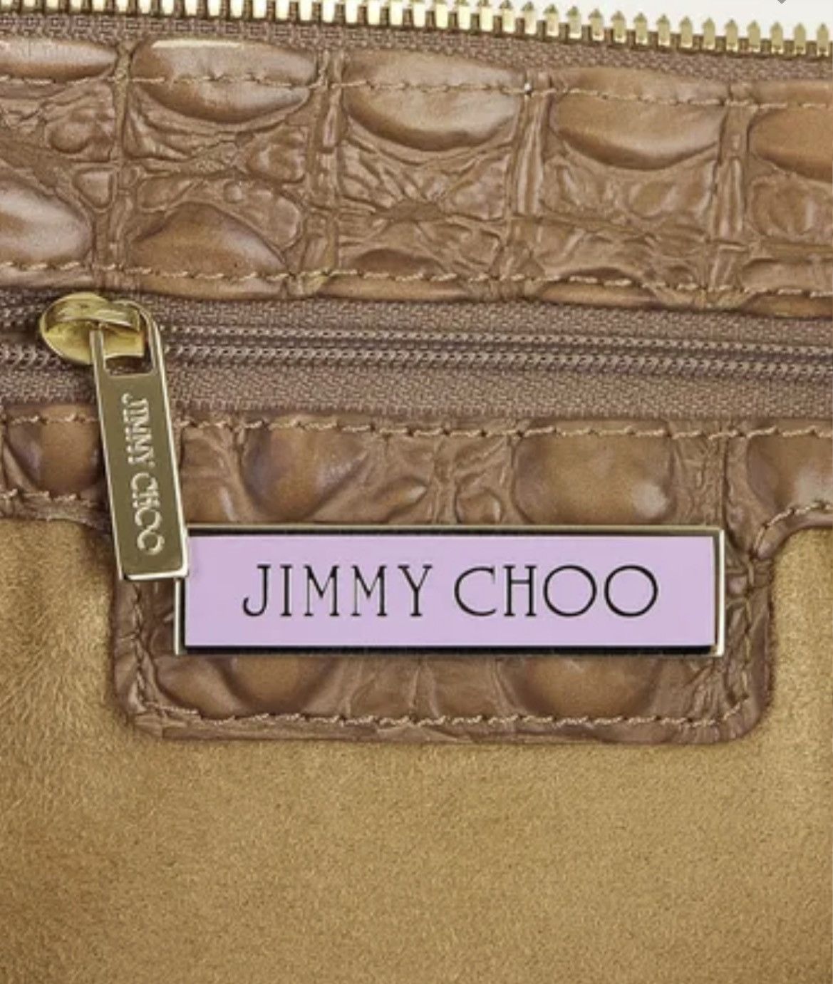 Jimmy Choo Authentic JIMMY CHOO Tan Croc Embossed Leather Rhea Tote Bag Size ONE SIZE - 12 Thumbnail