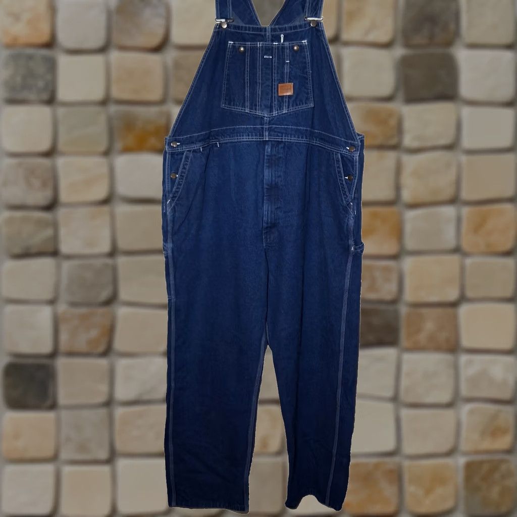 Walls Walls Workwear Overalls Men 52x31 Blue Jean Denim Carpenter Work Bibs Dark Wash Size US 36 / EU 52 - 1 Thumbnail
