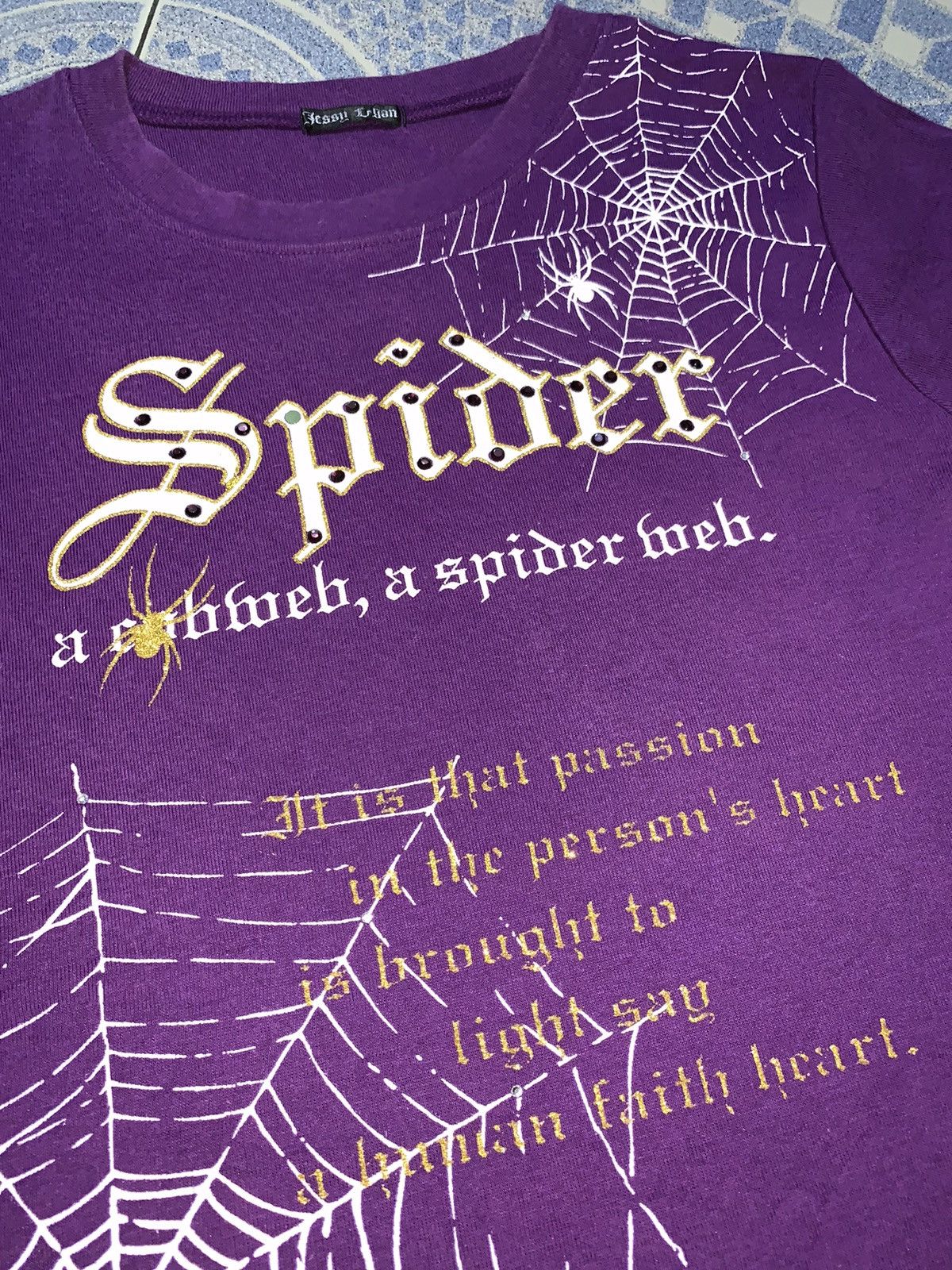Japanese Brand × Le Grande Bleu (L.G.B.) y2k Jessy Logan Spider Poem Purple Top Tee Size M / US 6-8 / IT 42-44 - 10 Thumbnail
