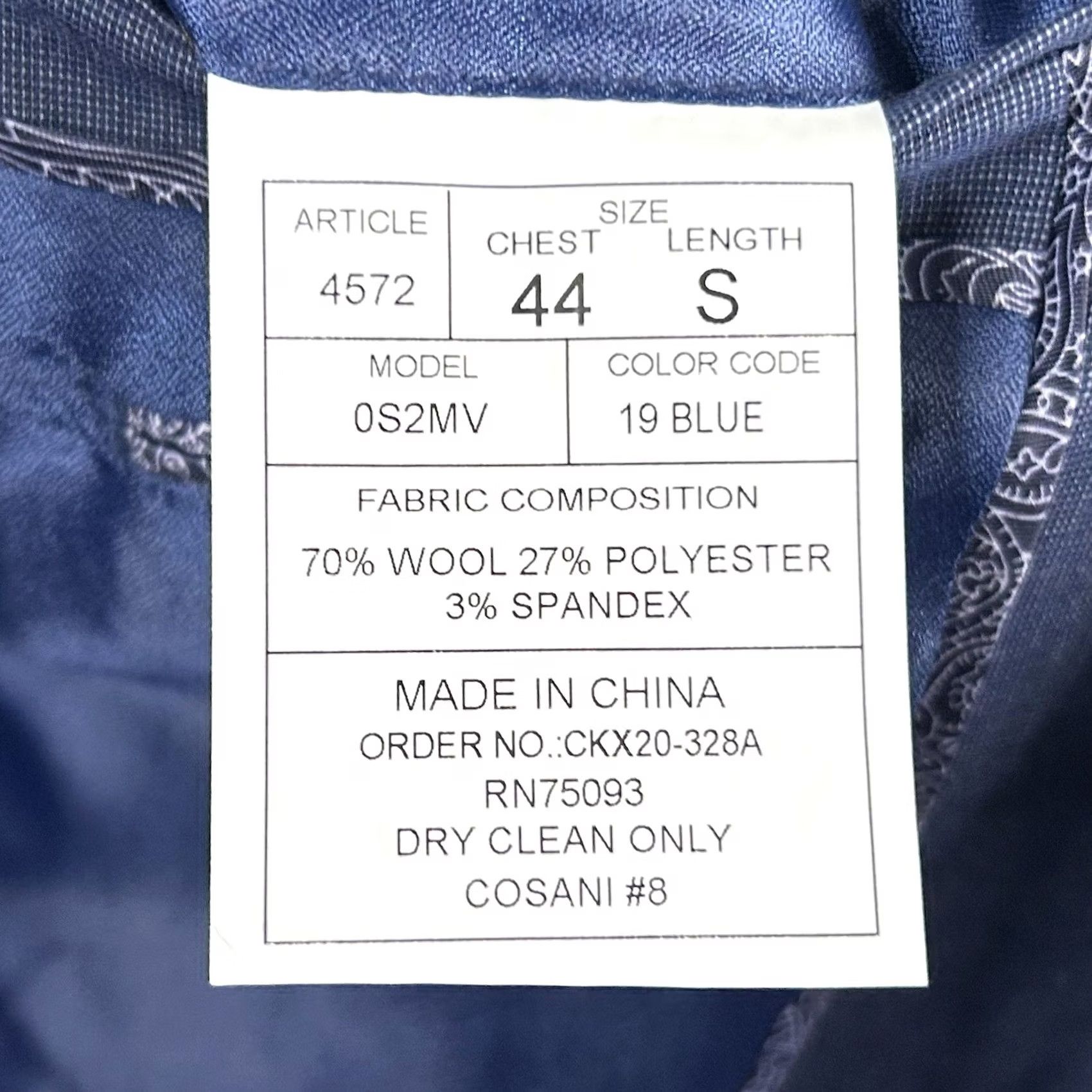 Vintage Linea Uomo 44S Performance Sport Coat Stretch Wool Blend Blue Two Button Vented Jacket Size US XS / EU 42 / 0 - 4 Thumbnail