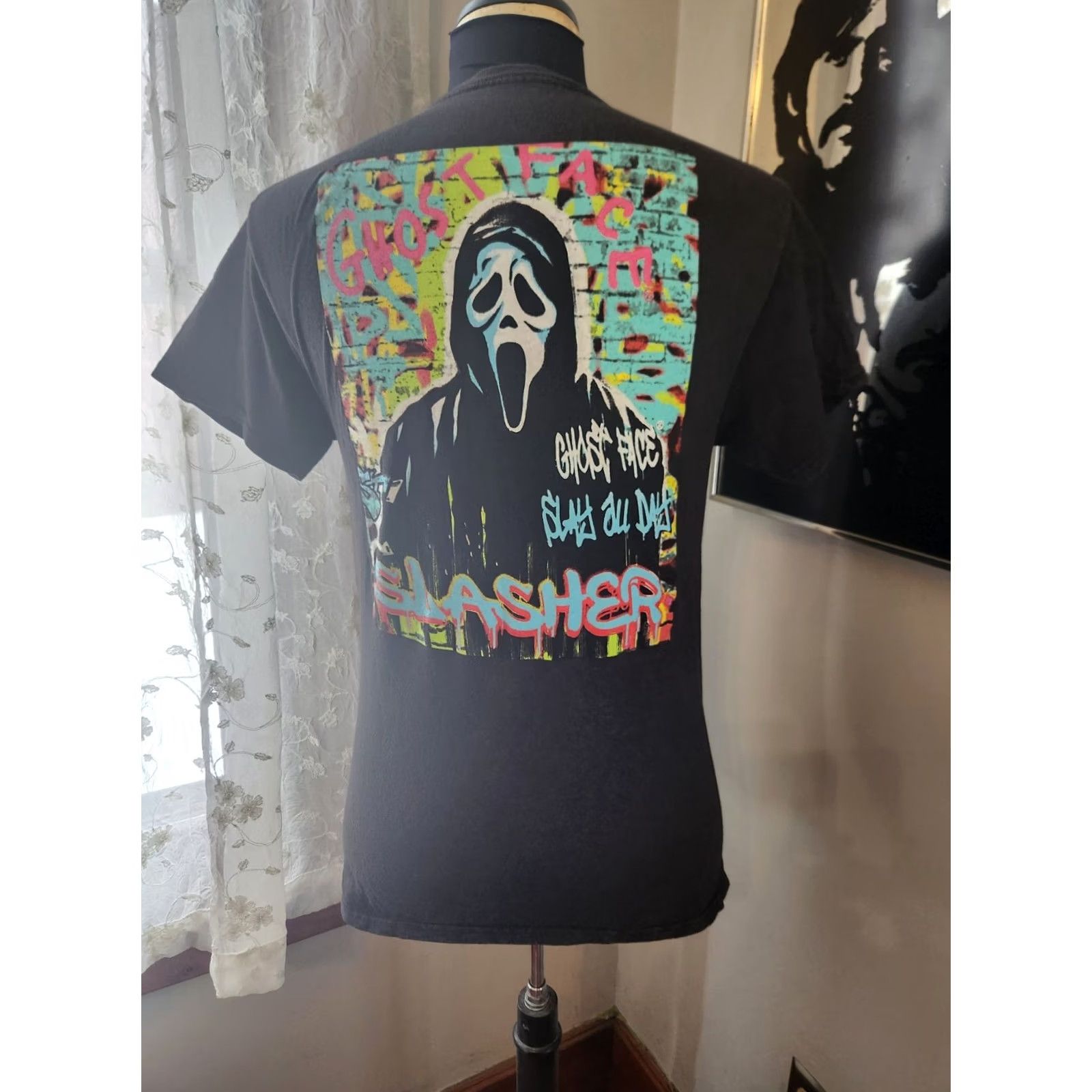 Vintage Ghost Face T-Shirt Ghost Face The Icon Of Halloween Acid Wash Mens M Double Sided Shirt Mens M Black Cotton Halloween Ghost Face Double-Sided T-Shirt Size US M / EU 48-50 / 2 - 4 Thumbnail
