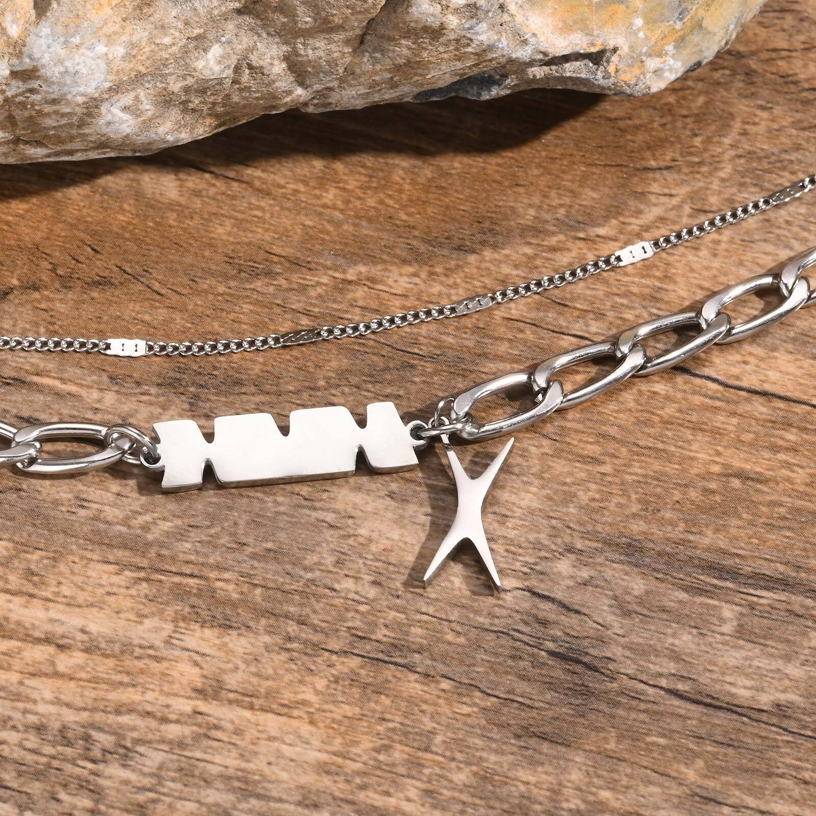 Jewelry Double Layer Silver Necklace Size ONE SIZE - 1 Thumbnail