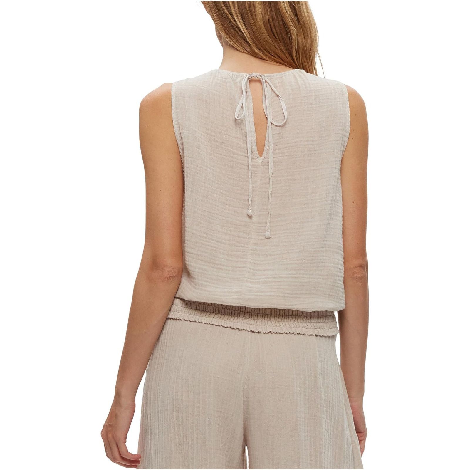MICHAEL STARS Janelle Tie Neck Tank Cement Large NWT