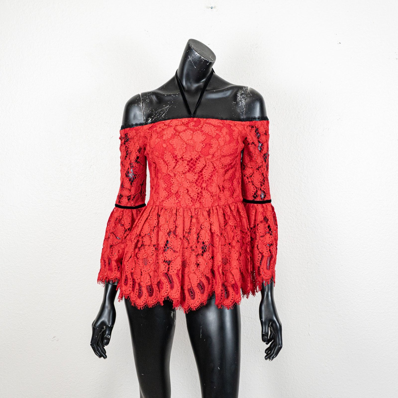 ALEXIS ALEXIS Red Lace Grace Top off-shoulder peplum Boho Small Size S / US 4 / IT 40 - 2 Thumbnail