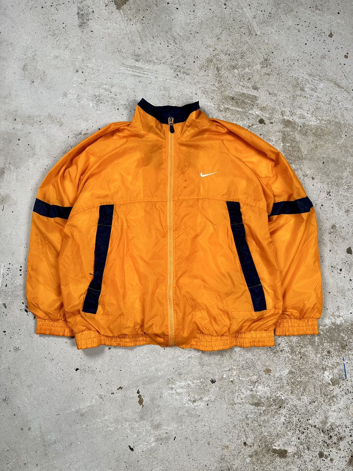 Nike × Vintage Vintage 90s Nike Orange Big Swoosh Track Jacket Light Size US L / EU 52-54 / 3 - 2 Thumbnail