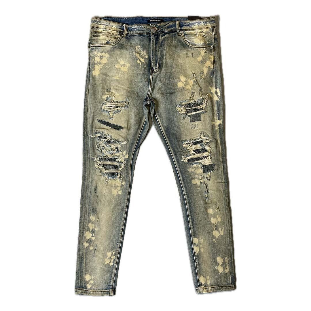Embellish Trevino Rip & Repair Light Blue Denim Jeans Size US 36 / EU 52 - 1 Thumbnail