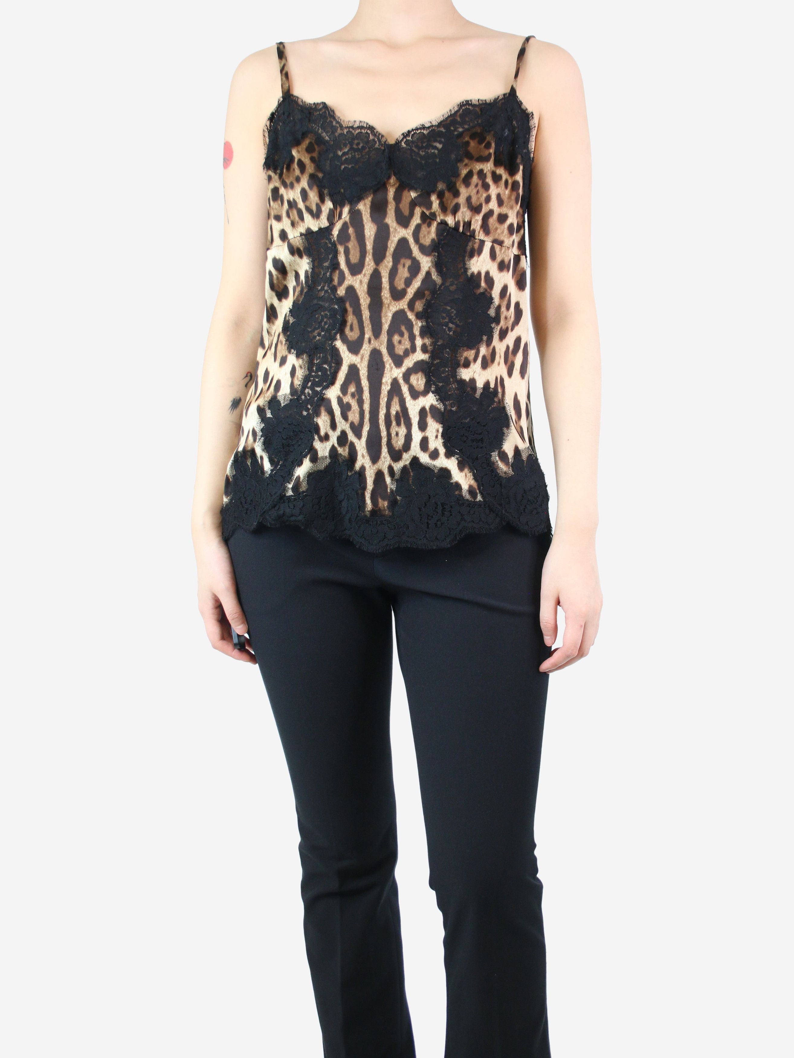 image of Dolce Gabbana Animal Print Sleeveless Leopard Print Top - Size Uk 12, Women's