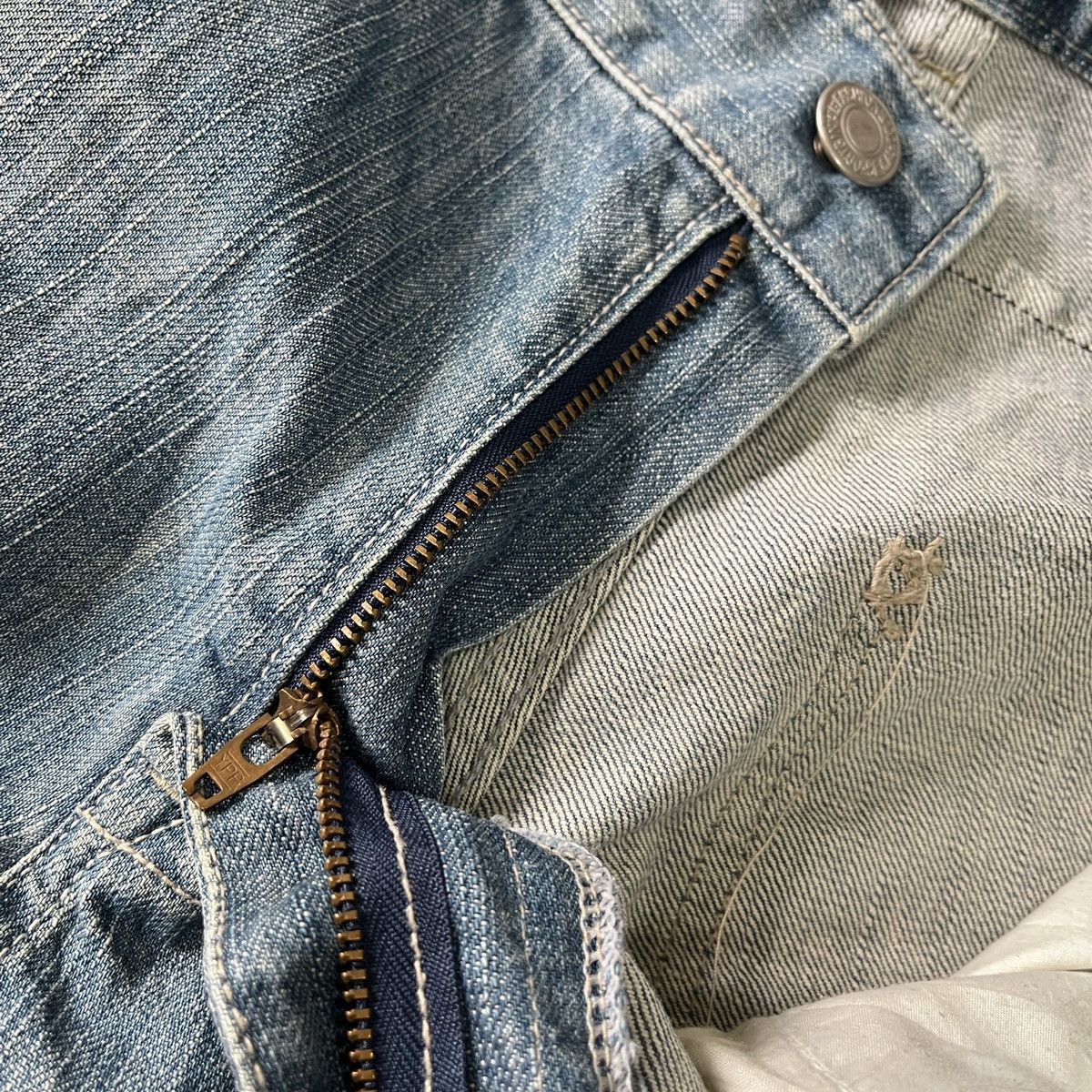 If Six Was Nine × The Upsetter Booty Cut Flare Distressed Denim Jeans Size US 32 / EU 48 - 16 Thumbnail