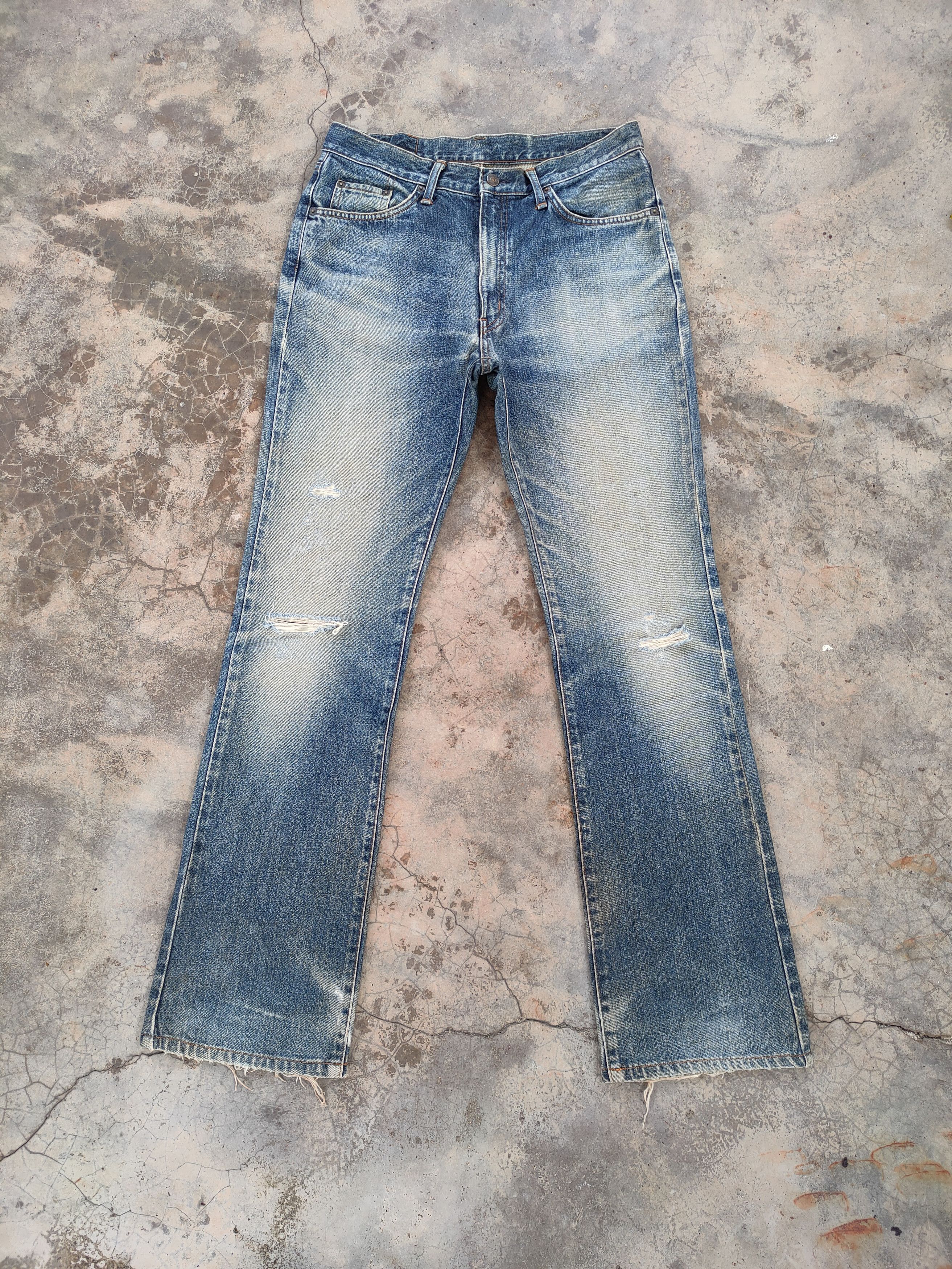 Edwin FLARE EDWIN 401 VINTAGE FADED RIPPED JEANS DENIM PANTS Size US 33 - 2 Thumbnail