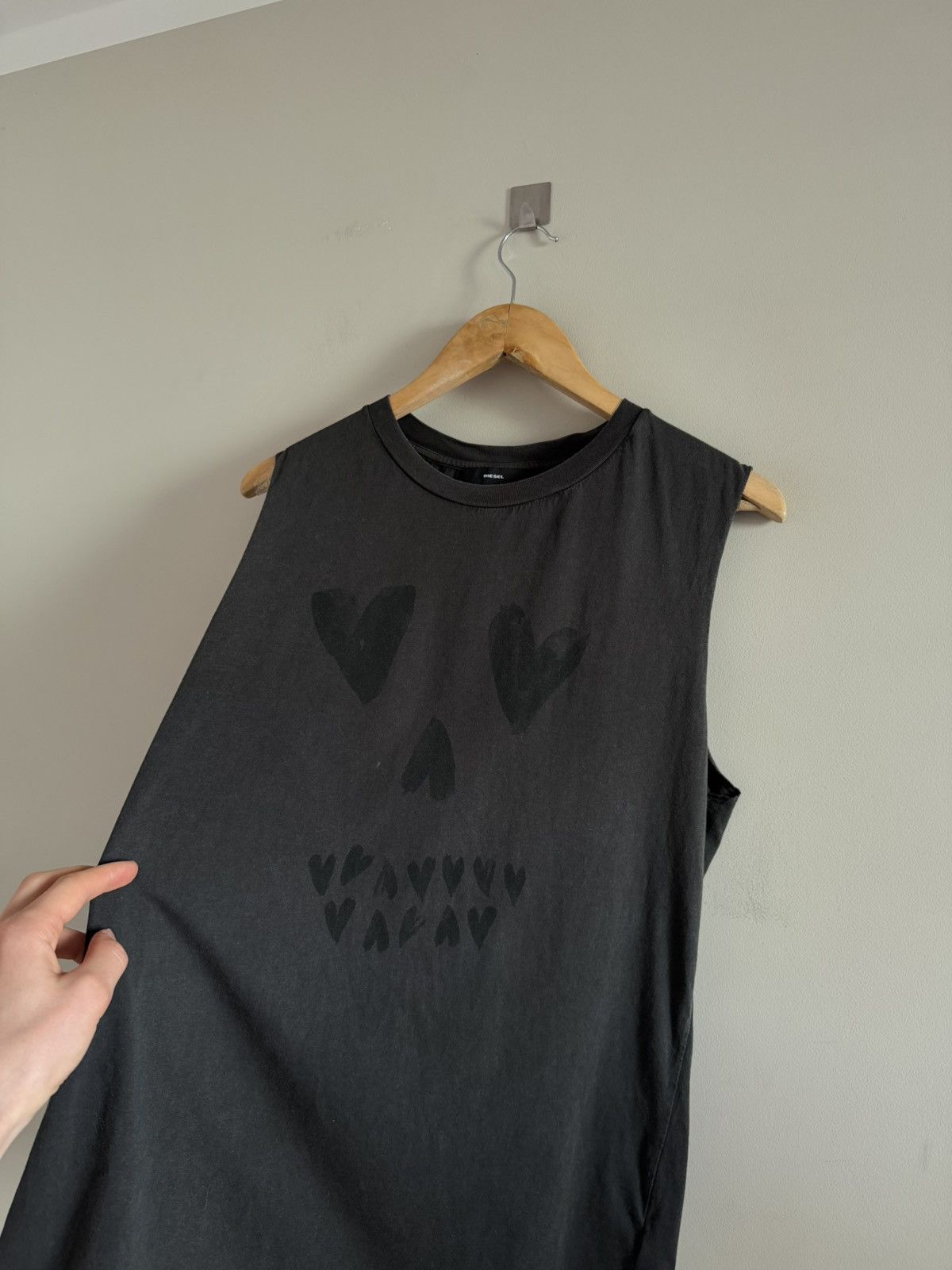 Diesel Washed Faded Diesel Heart Graphic Skull Sleeveless Tank Top Size S / US 4 / IT 40 - 3 Thumbnail